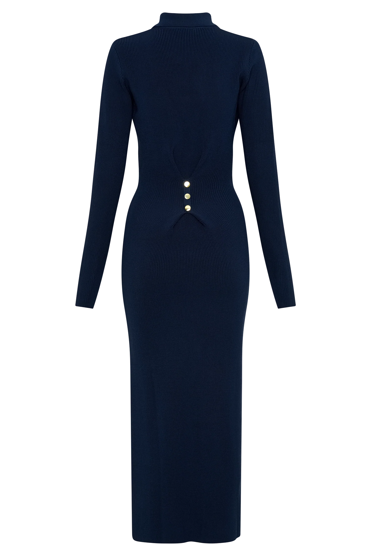 Abbey Buttoned Knit Midi Dress - Navy - Image 6