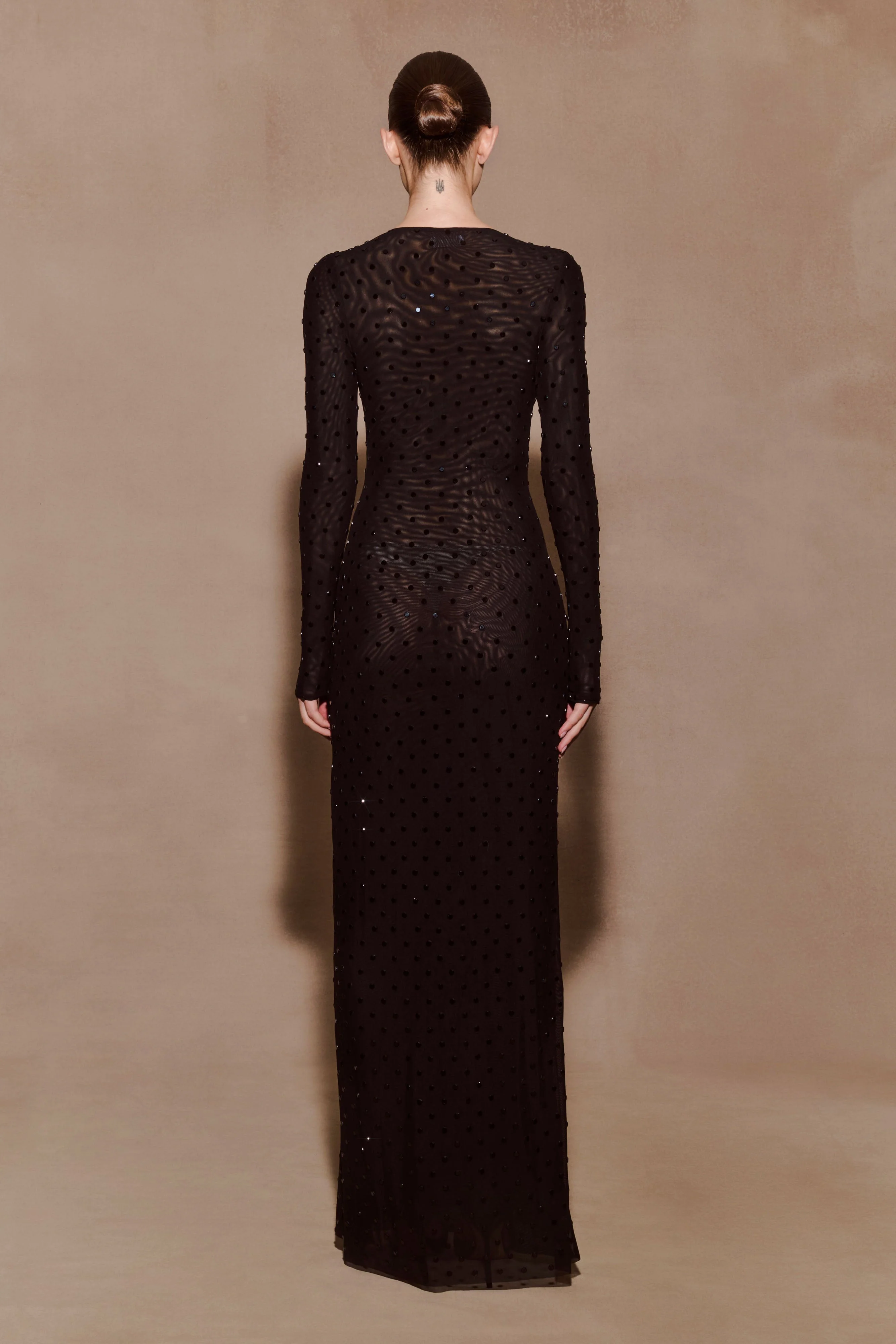 Acadia Diamante Long Sleeve Maxi Dress - Black - Image 2