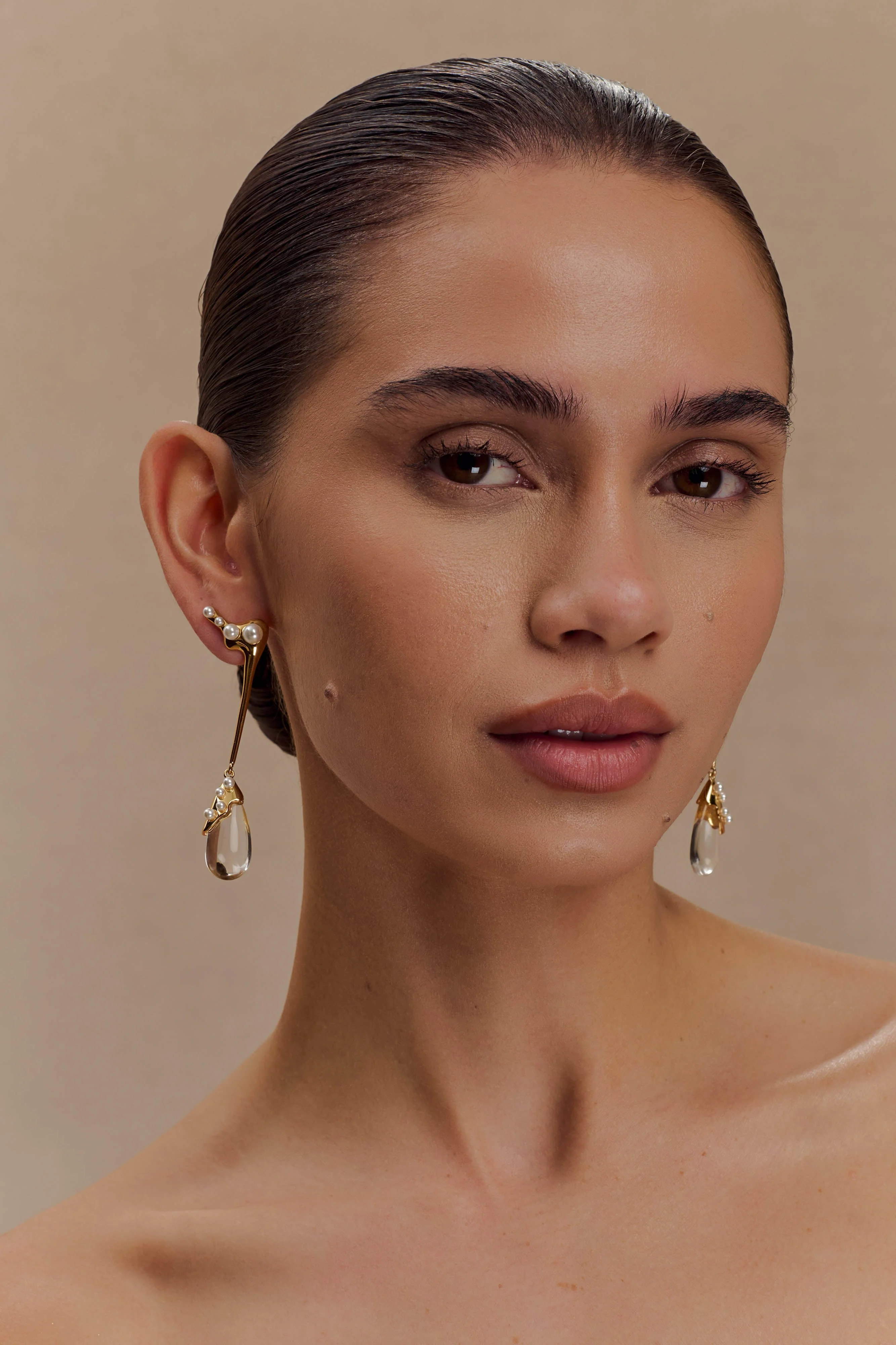 Adelaide Pearl Drop Earrings - Gold - Image 3