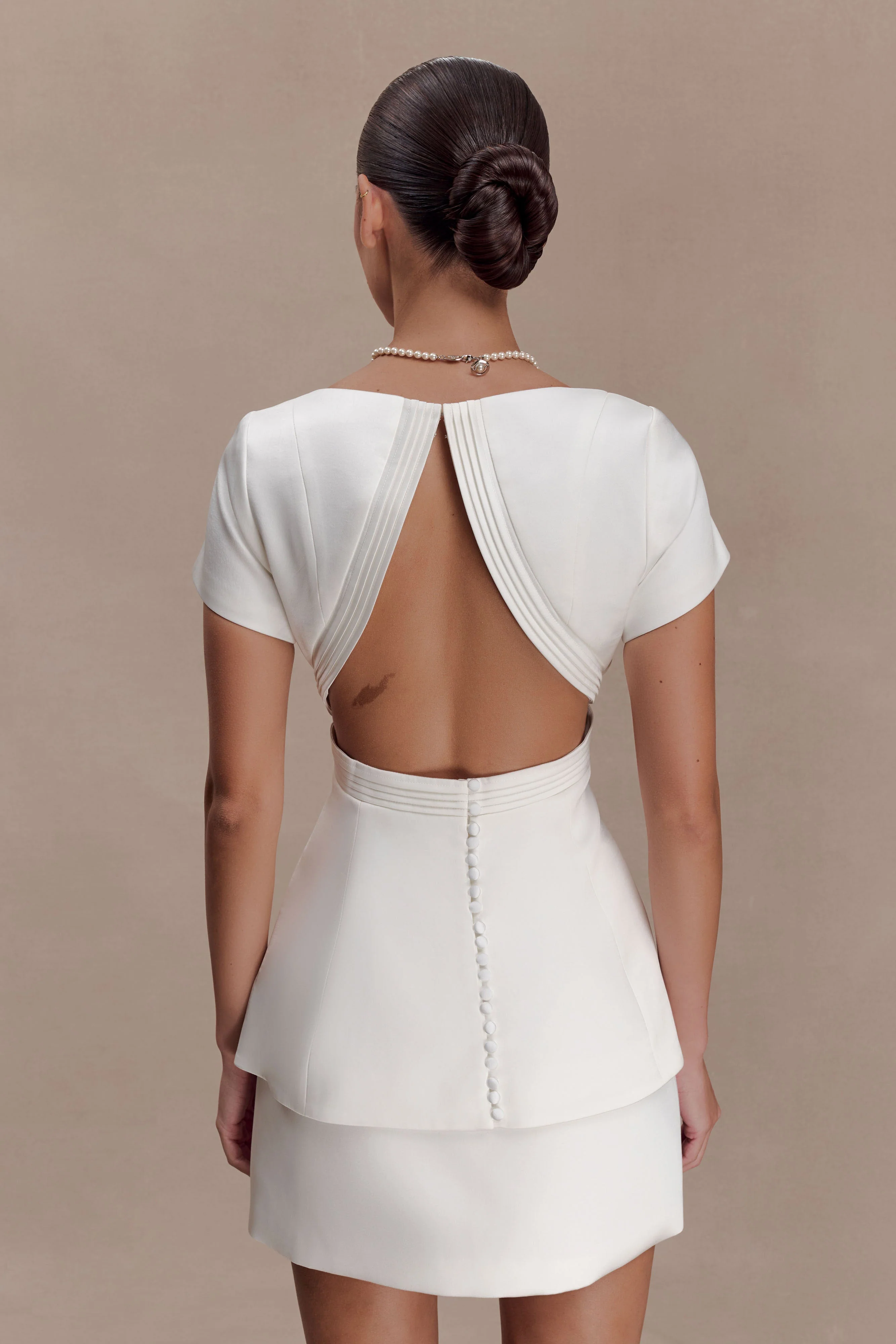Adeline Short Sleeve Satin Top - White - Image 2