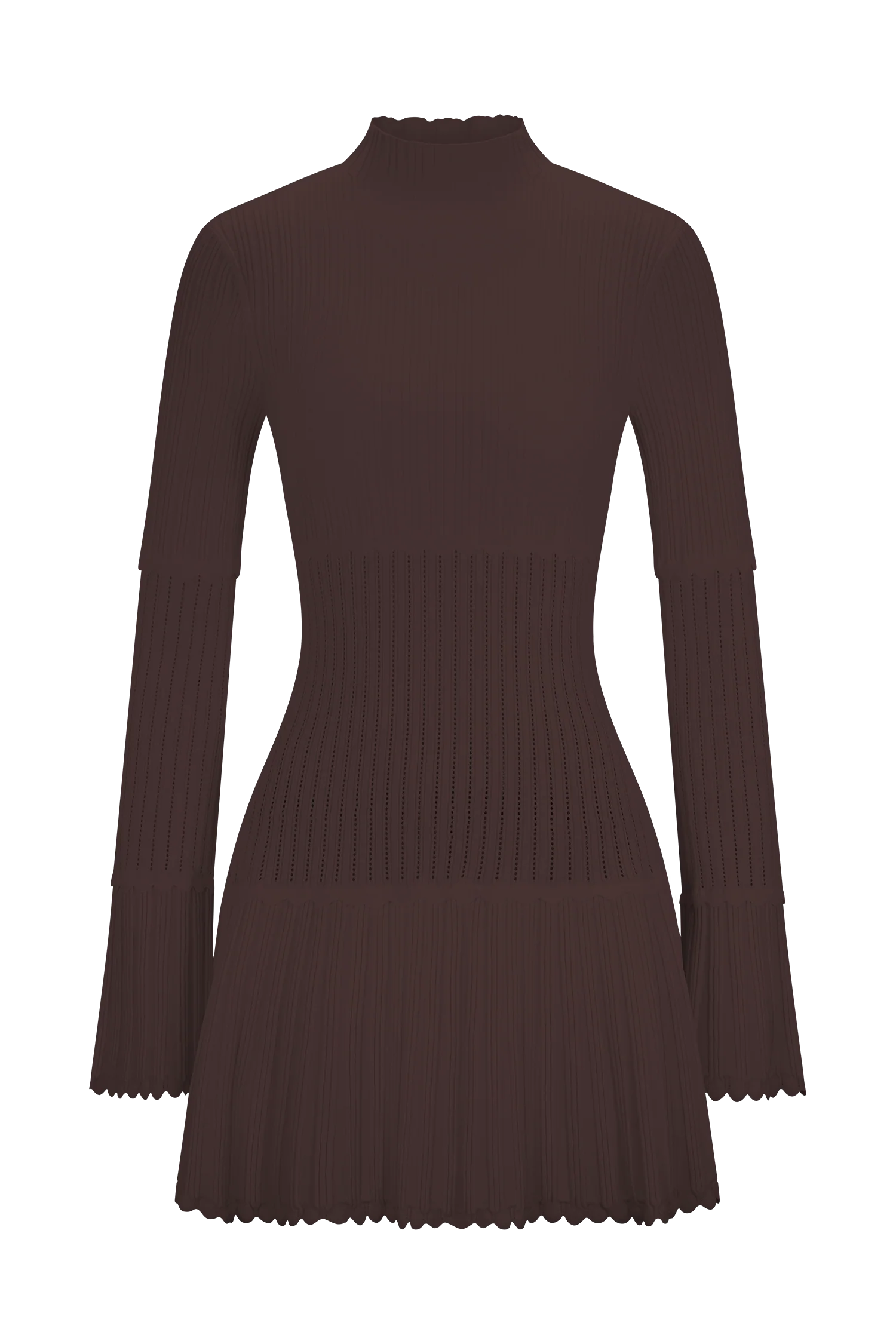 Adena Pointelle Knit Mini Dress - Chocolate - Image 11