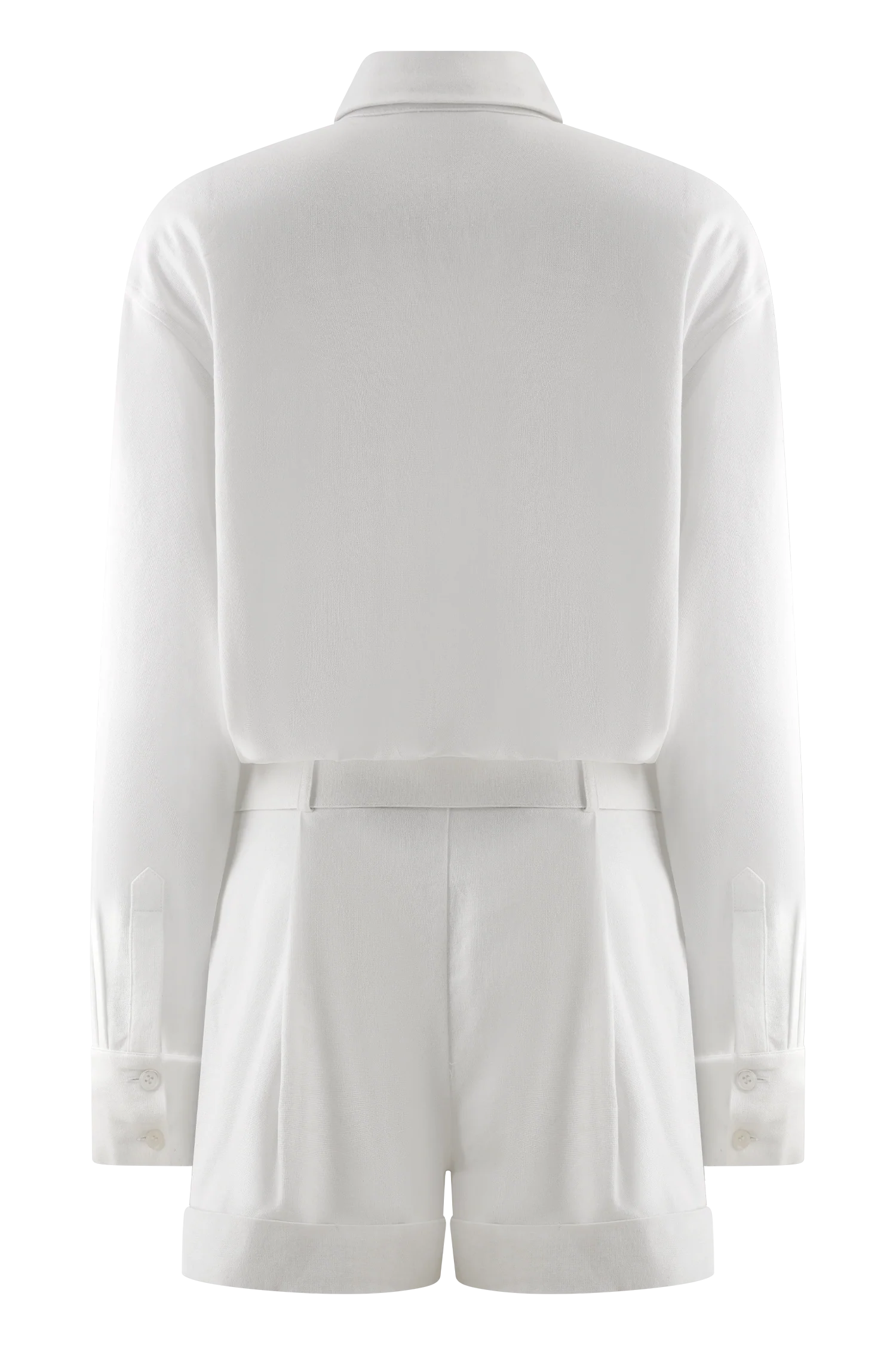 Adia Linen Belted Playsuit - White - Image 9