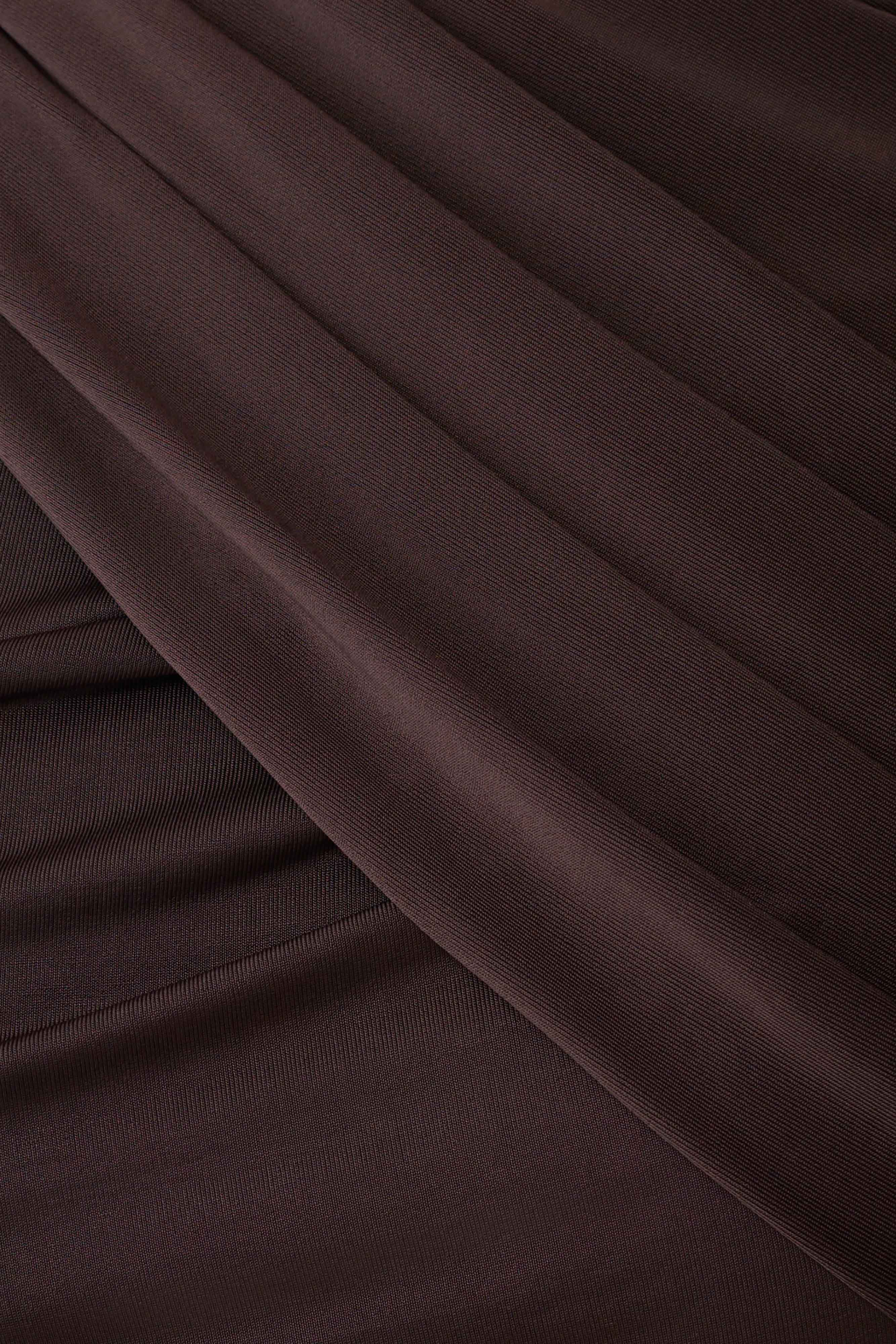 Adrienne One Shoulder Slinky Top - Chocolate - Image 7