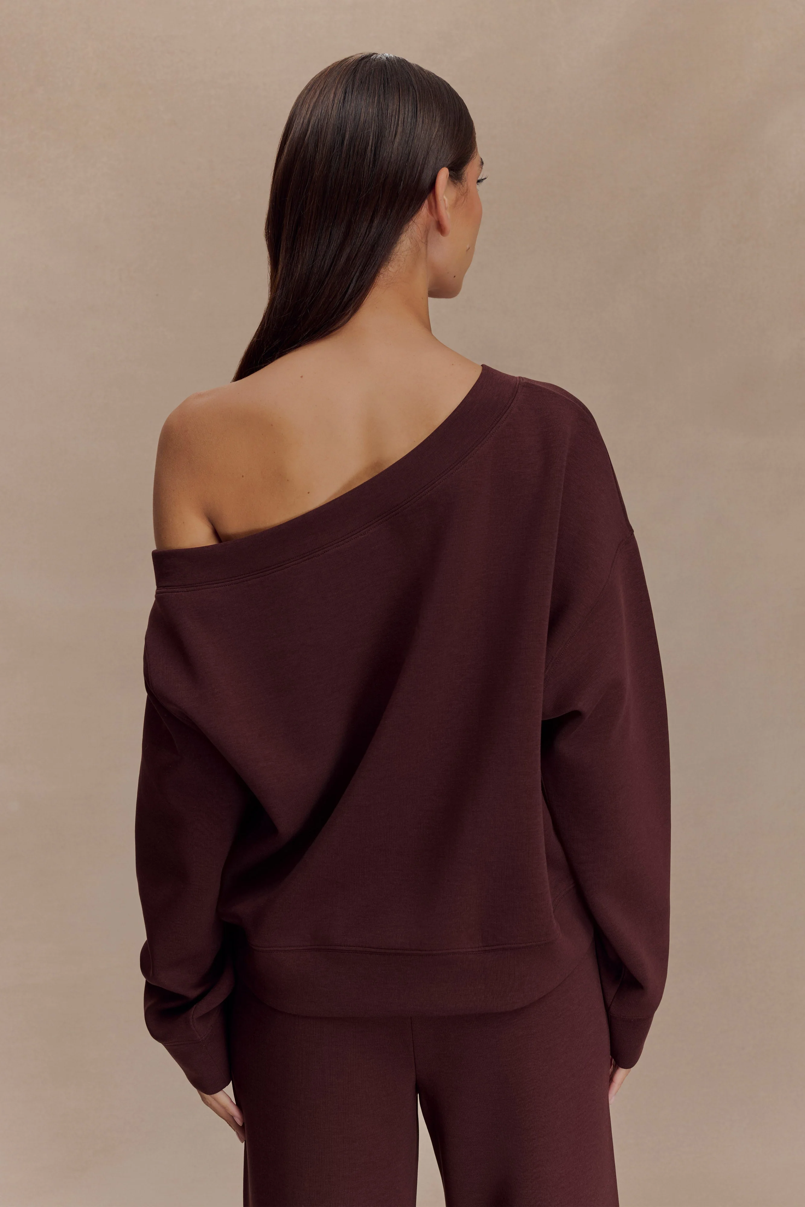 Aiden Slouchy Crew Jumper - Chocolate - Image 2