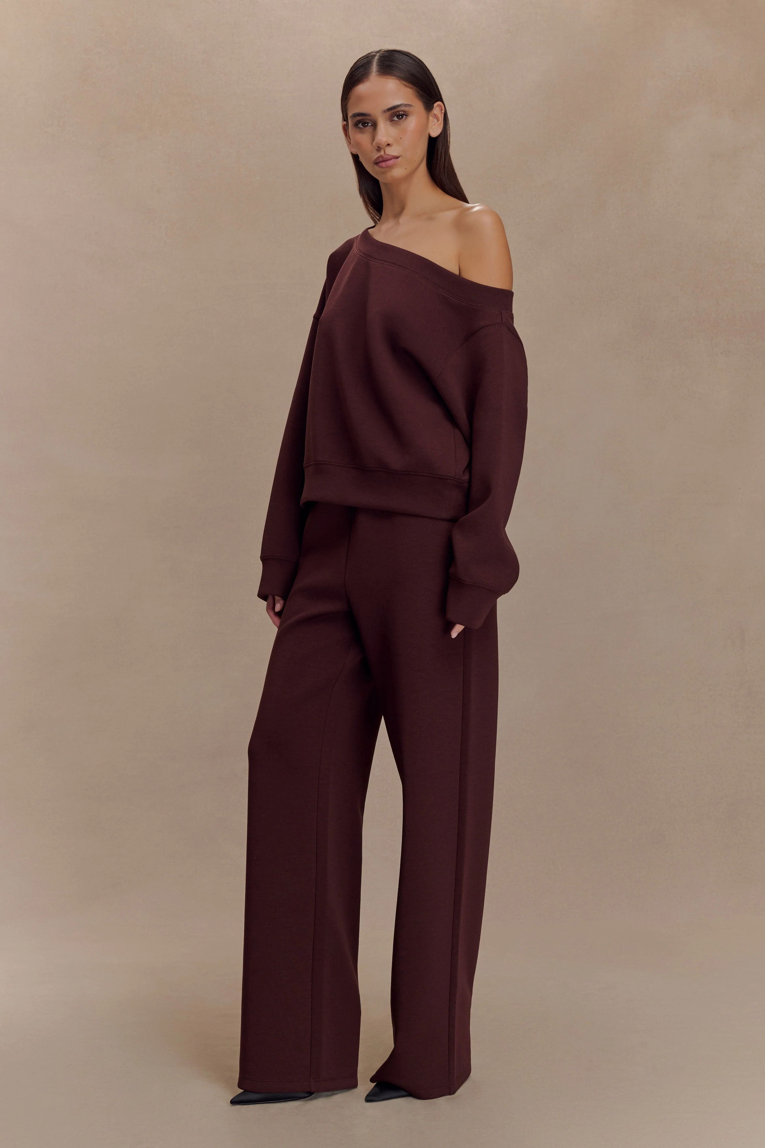 Aiden Slouchy Crew Jumper - Chocolate - Image 4