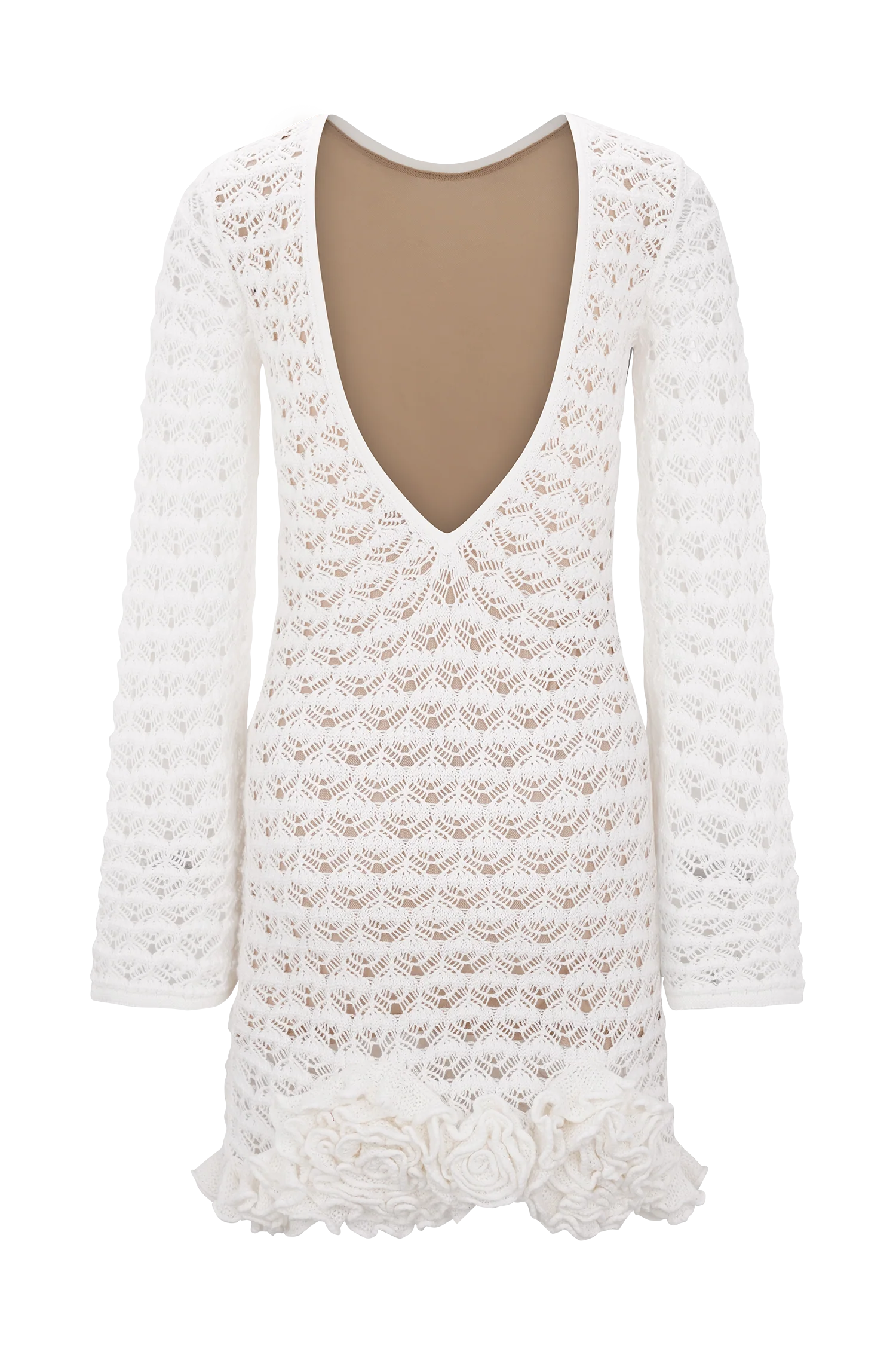 Aileen Ruffle Crochet Mini Dress - Ivory - Image 8