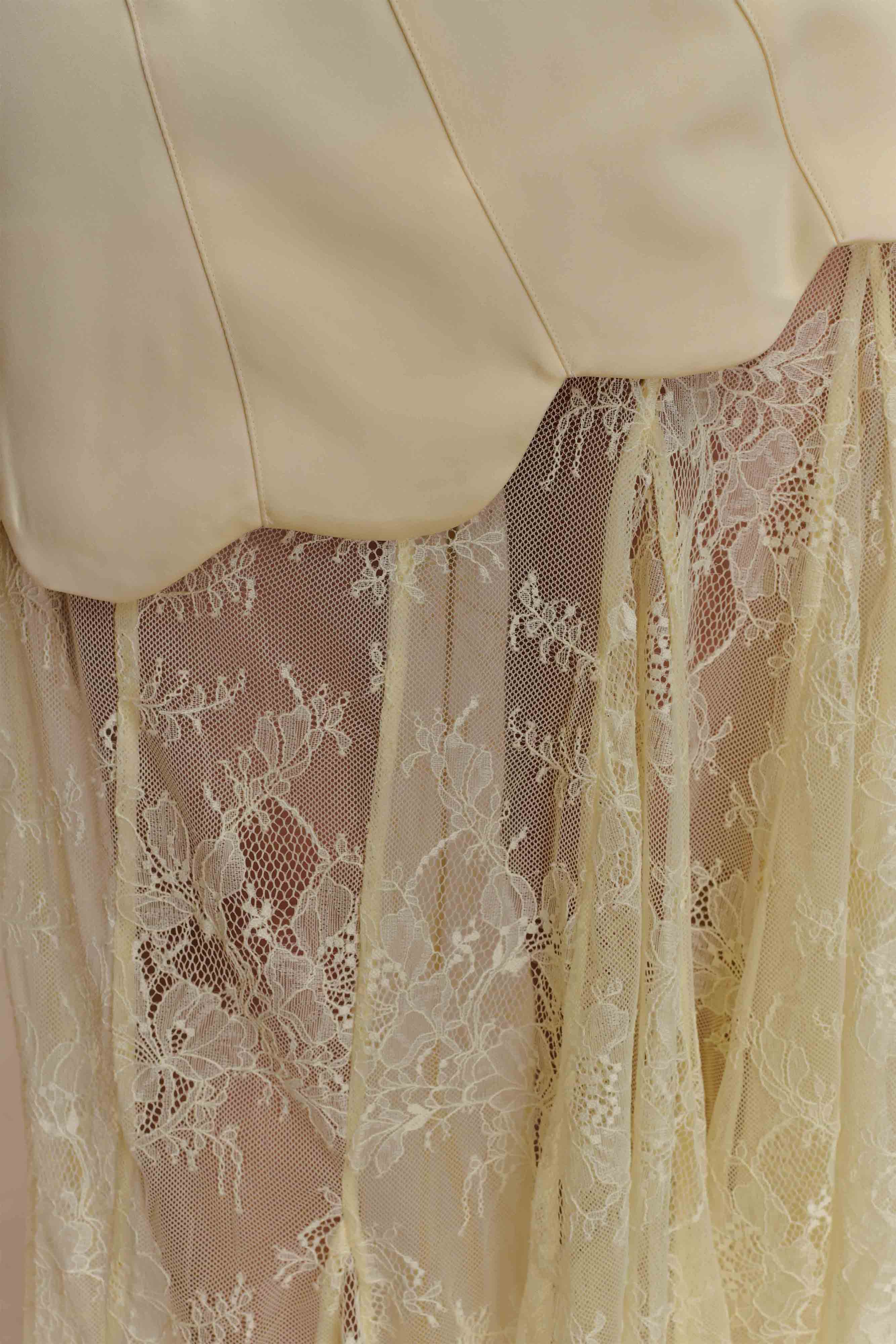 Aleena Satin And Lace Maxi Dress - Lemon - Image 6
