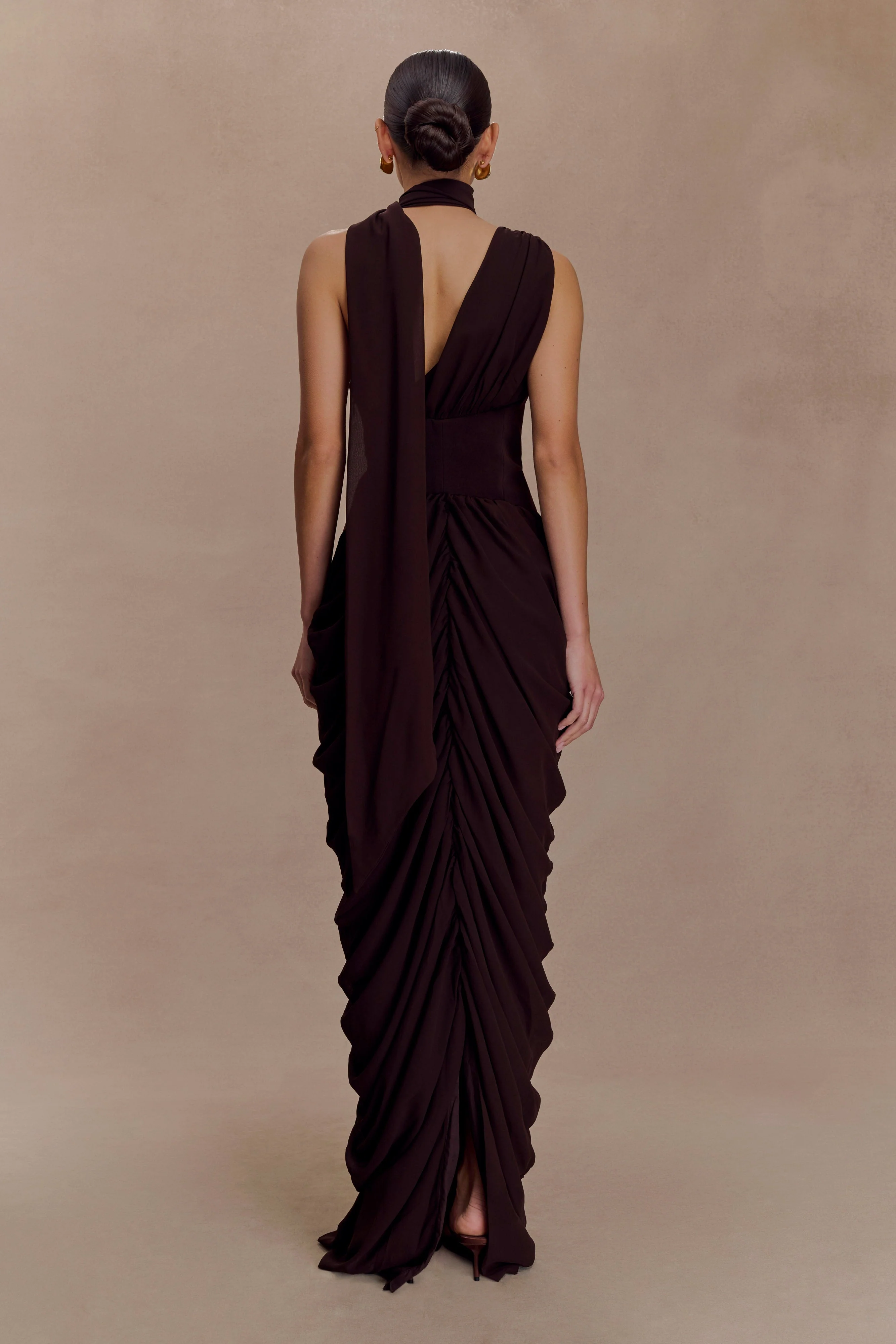 Alex Chiffon Maxi Dress - Cacao Brown - Image 3