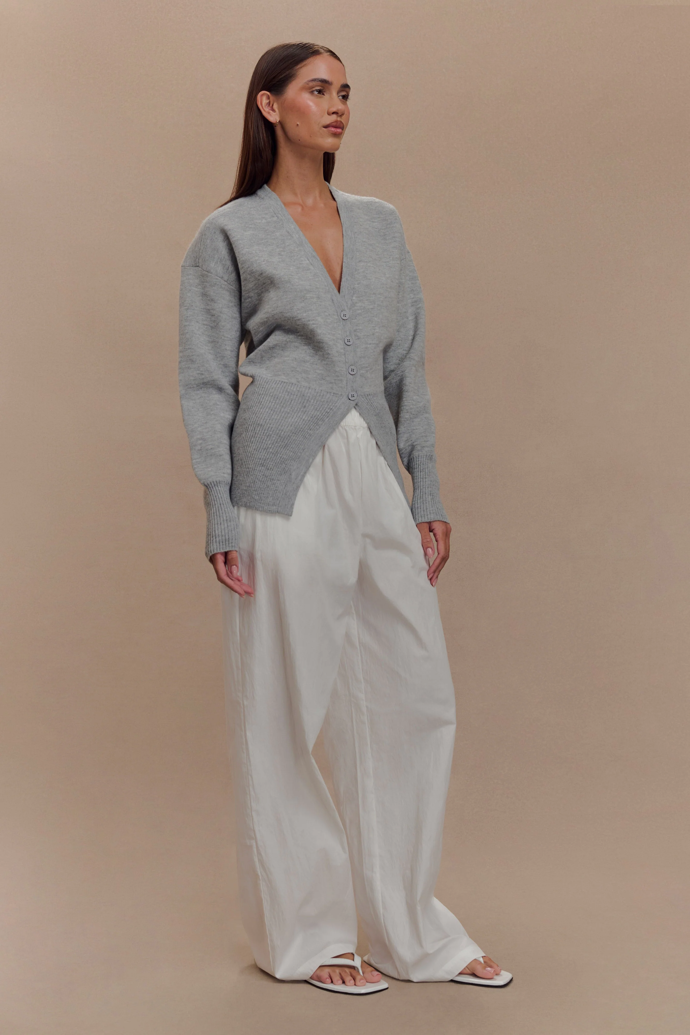 Alexia Buttoned Oversized Cardigan - Grey Marle - Image 5