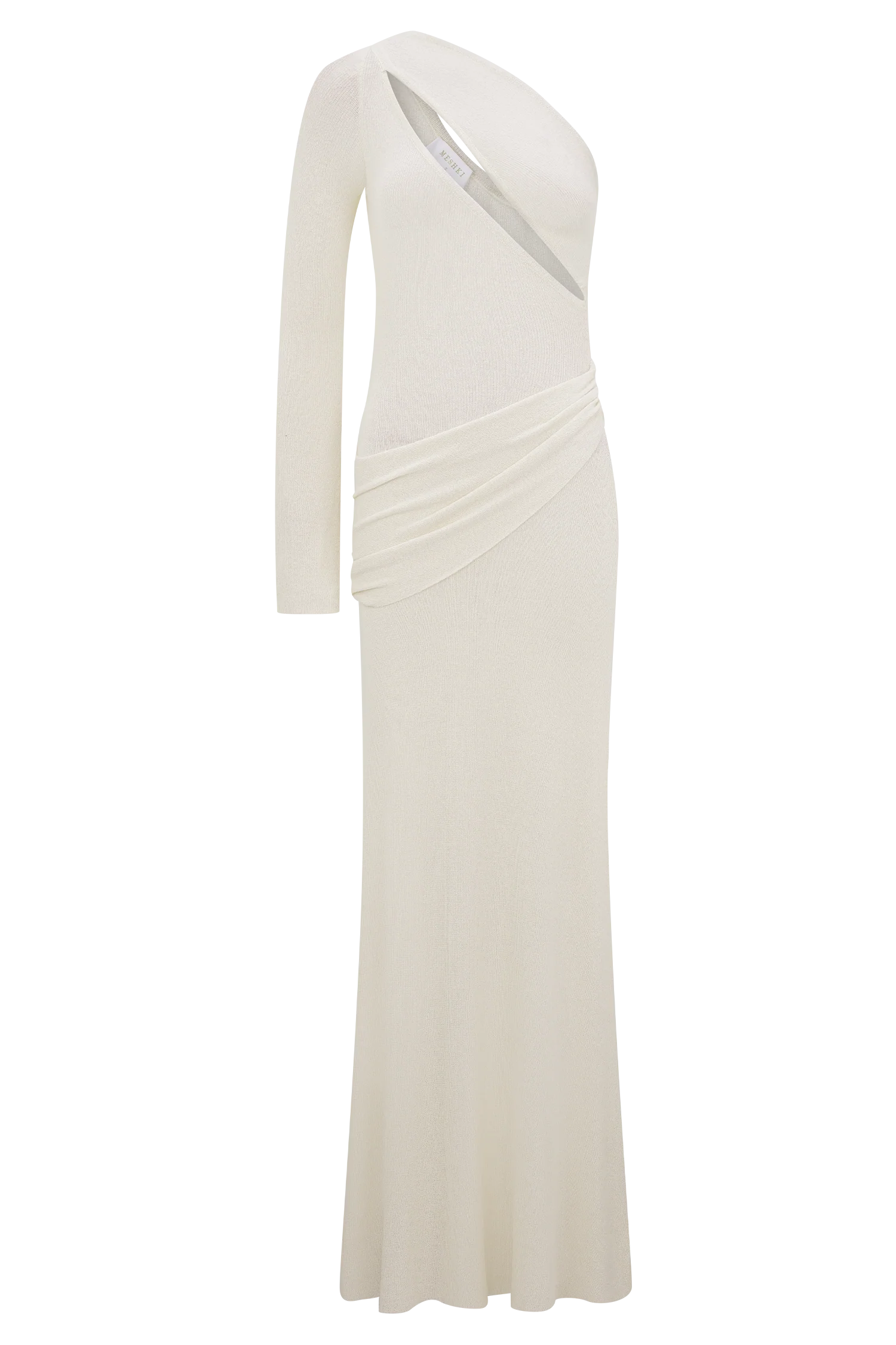 Alexius One Shoulder Knit Maxi Dress - Ivory - Image 12