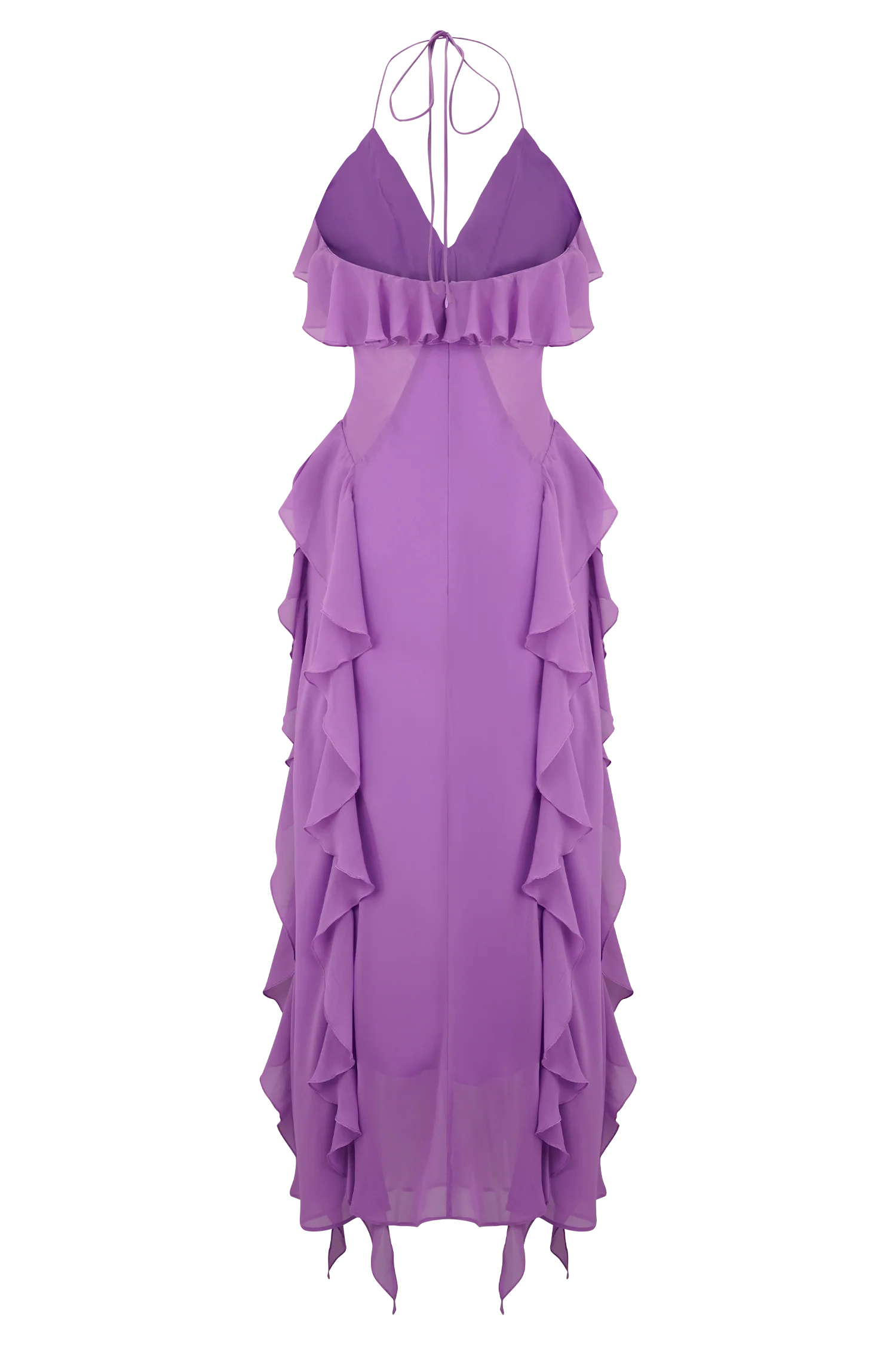 Aleyna Chiffon Ruffle Midi Dress - Purple - Image 6