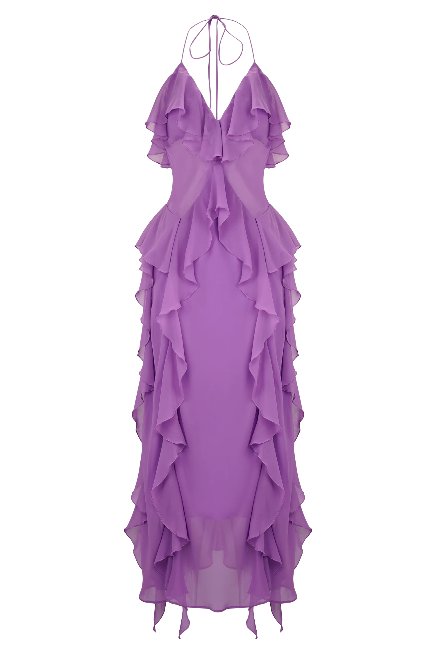 Aleyna Chiffon Ruffle Midi Dress - Purple - Image 7