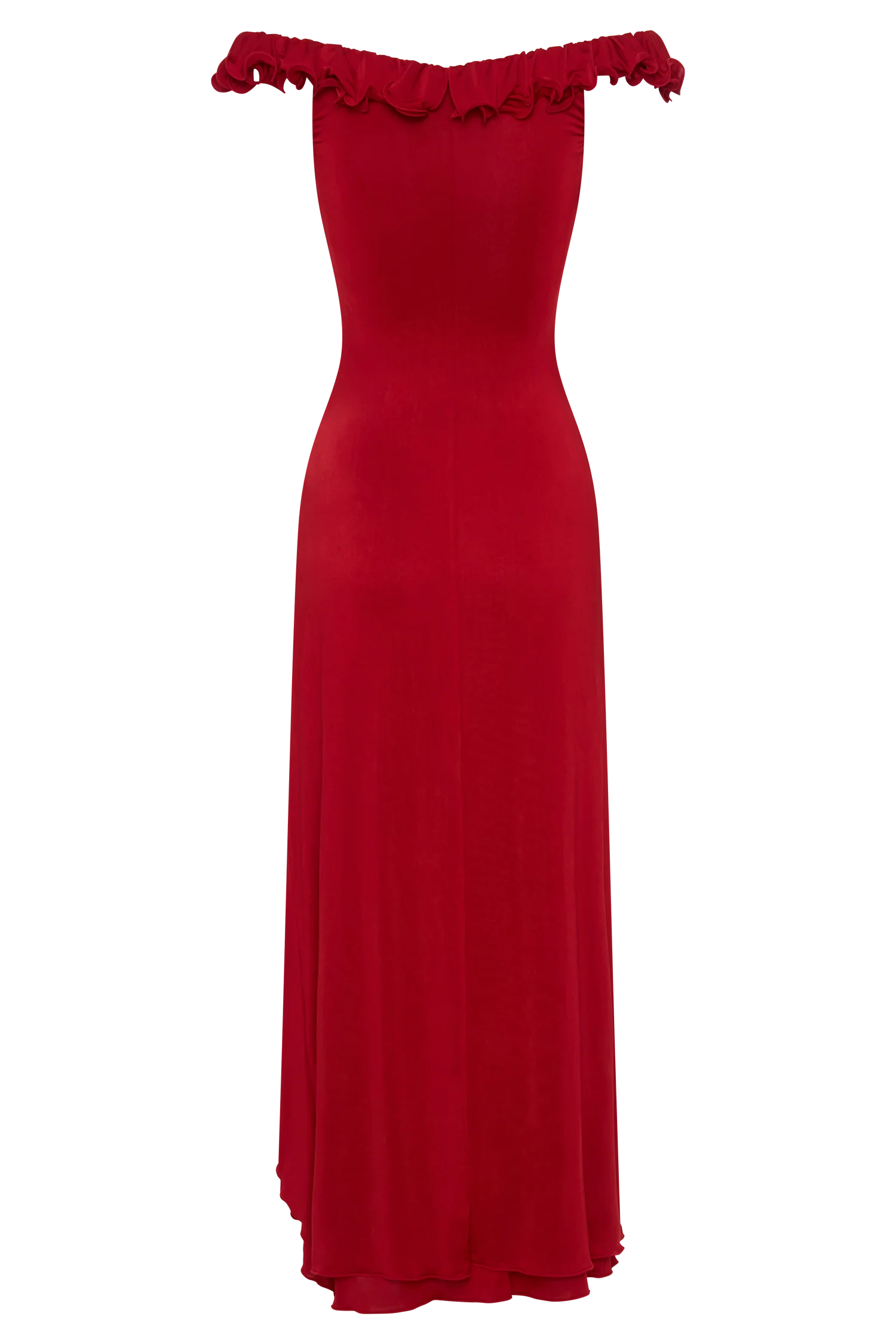 Allegra Off Shoulder Ruffle Midi Dress - Ruby - Image 8