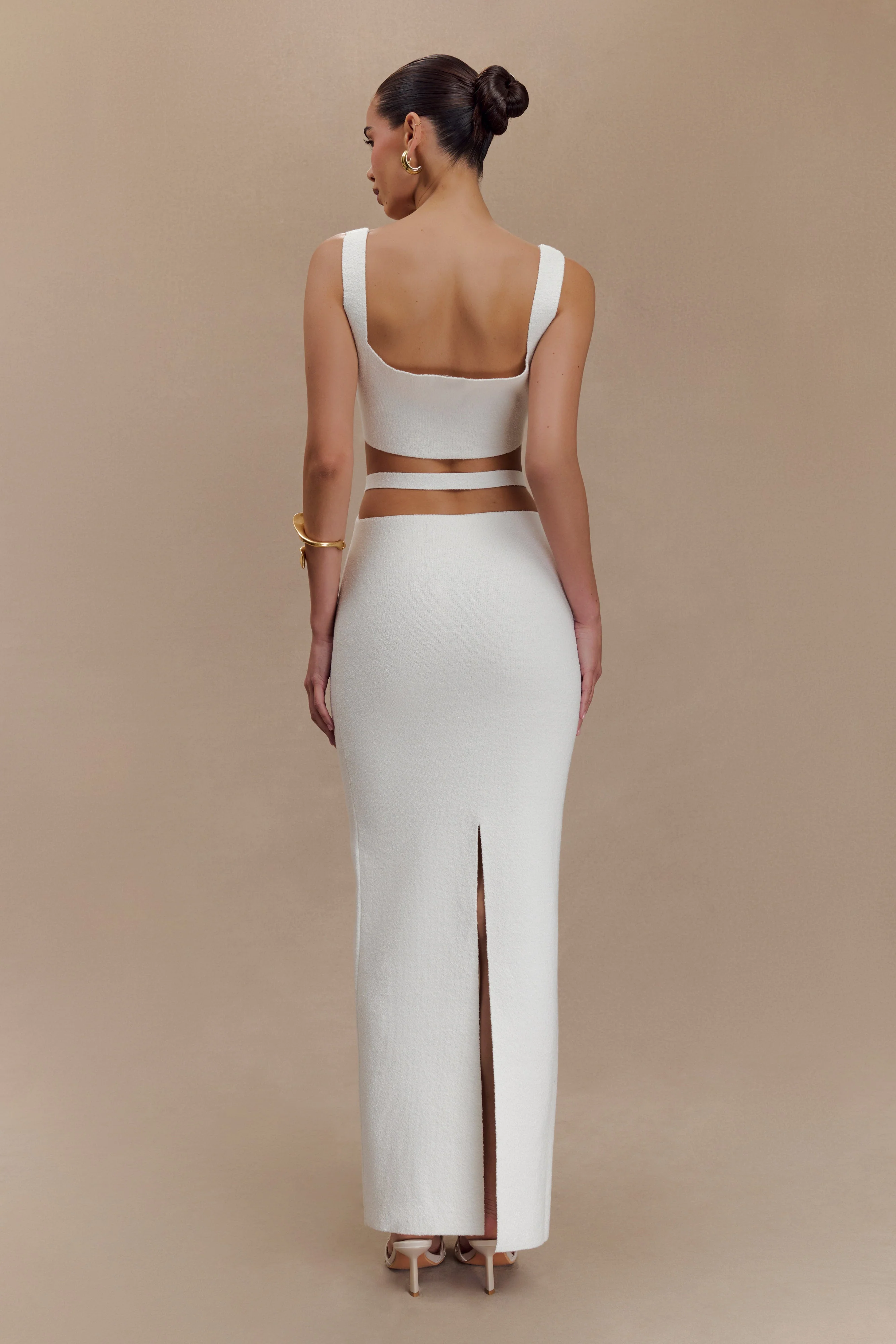 Alysanne Cut Out Knit Maxi Dress - White - Image 2