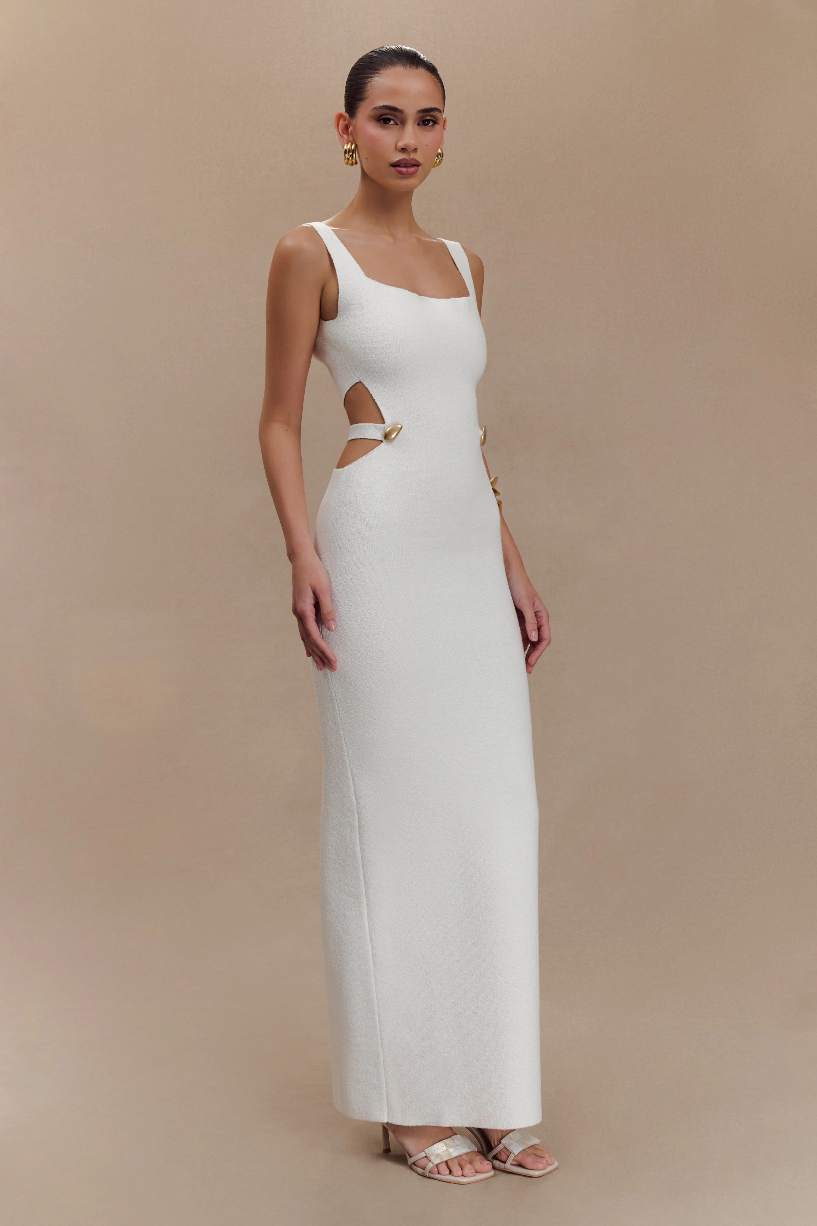 Alysanne Cut Out Knit Maxi Dress - White - Image 3