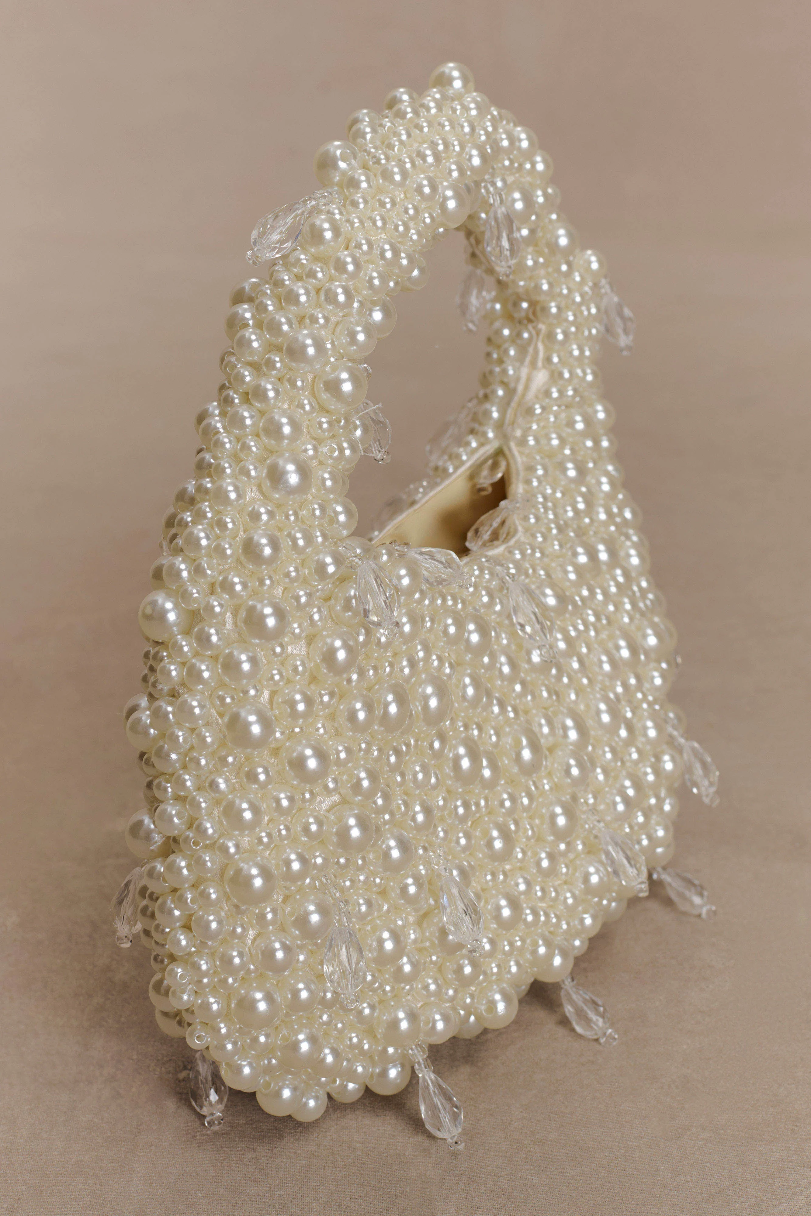 Amara Pearl Teardrop Beaded Bag - White - Image 3