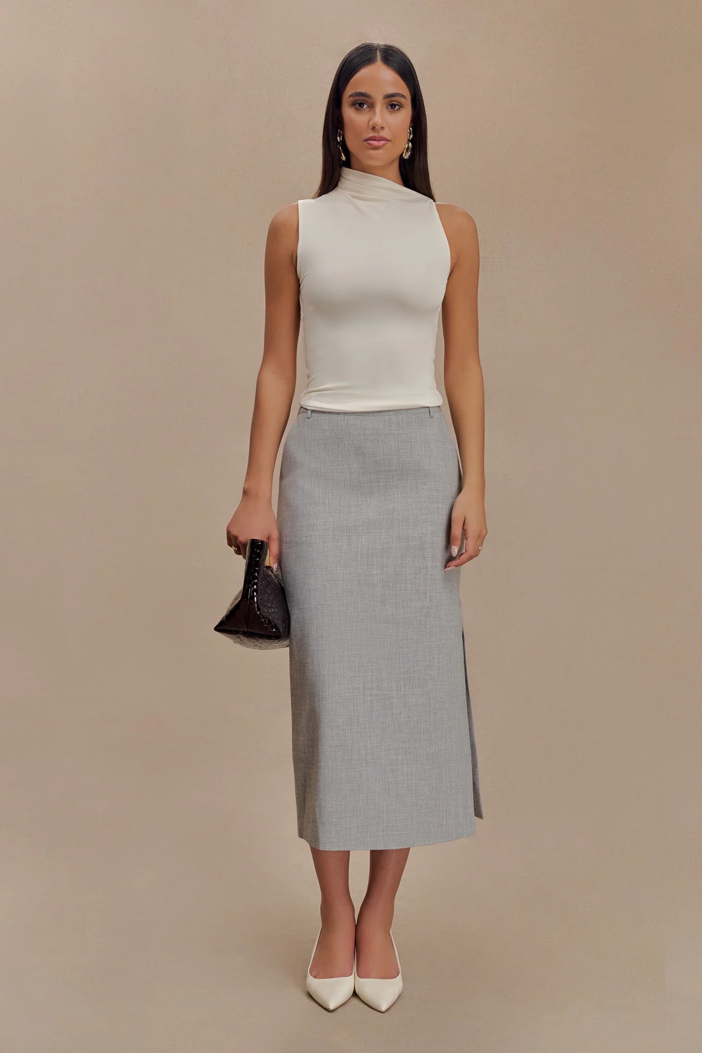 Ambrose Midi Skirt - Charcoal Marle - Image 6