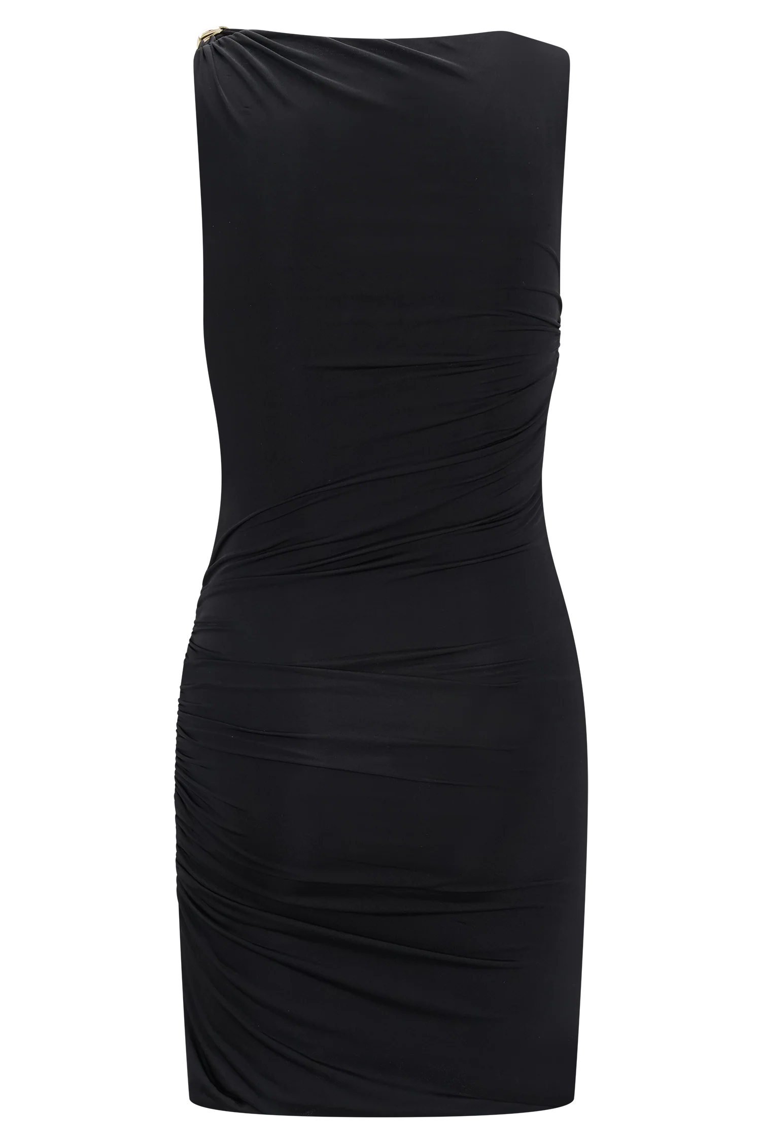 Amia Slinky Sleeveless Mini Dress With Hardware - Black - Image 7