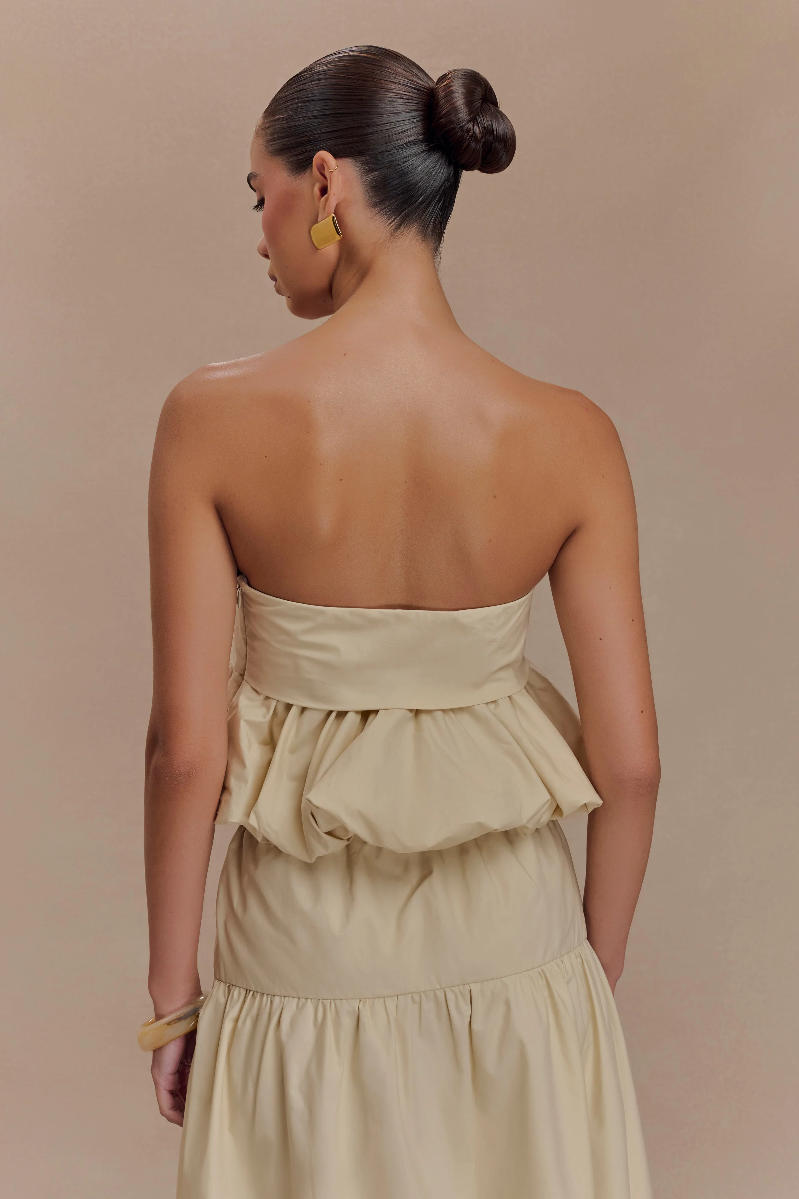 Amirah Strapless Bubble Crop Top - Nude - Image 2