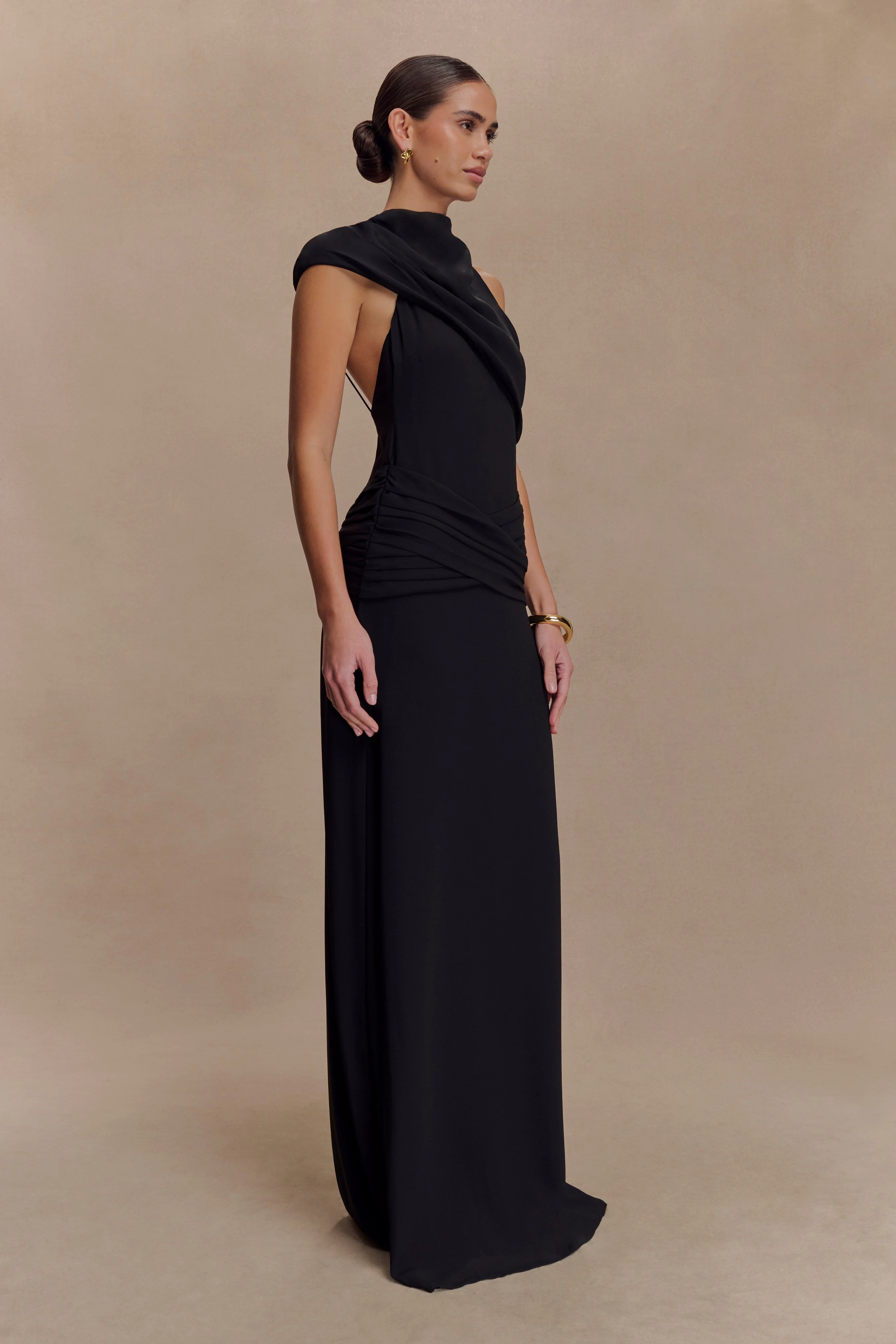 Analia Chiffon Maxi Dress - Black - Image 5
