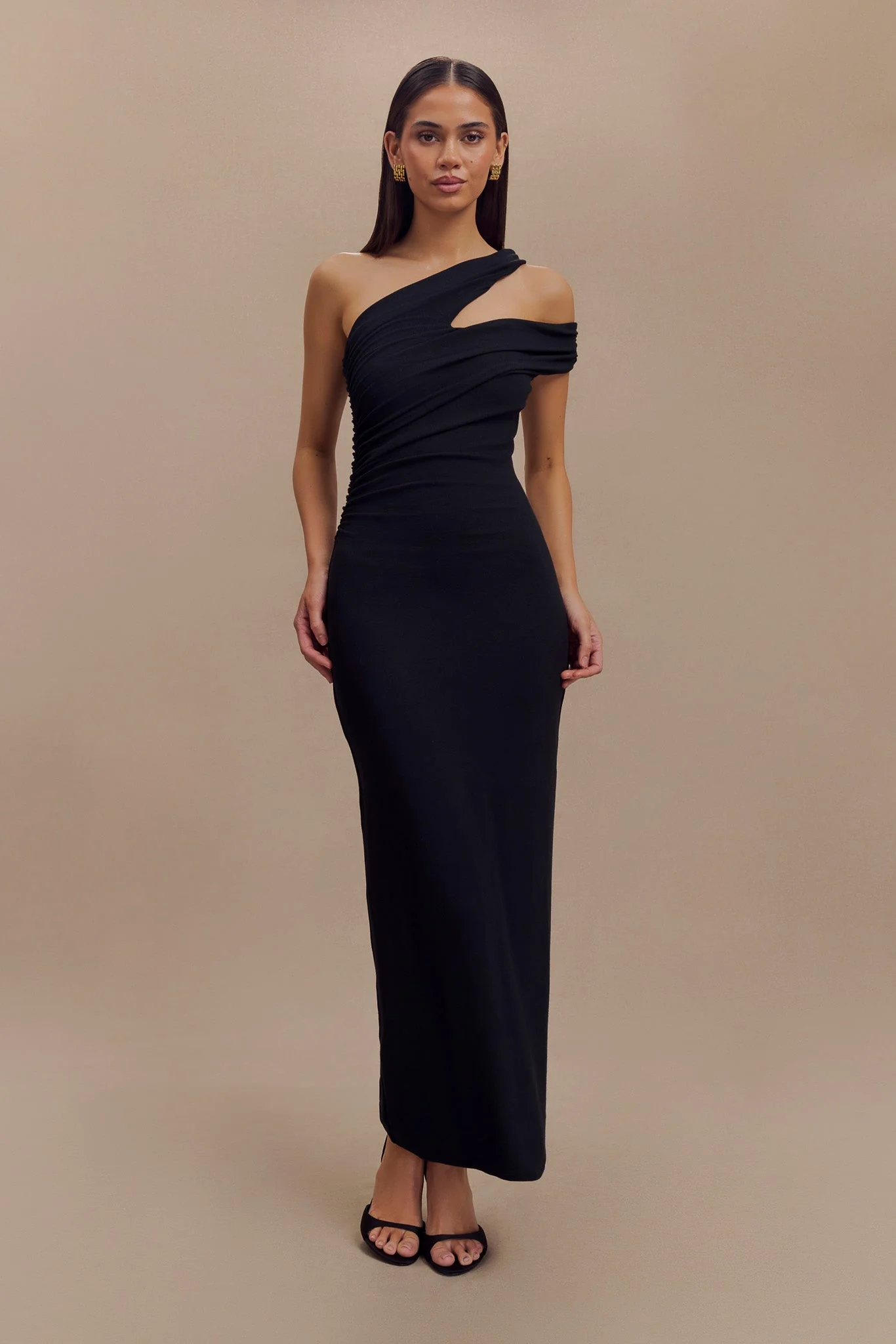 Anastasia One Shoulder Modal Midi Dress - Black - Image 6