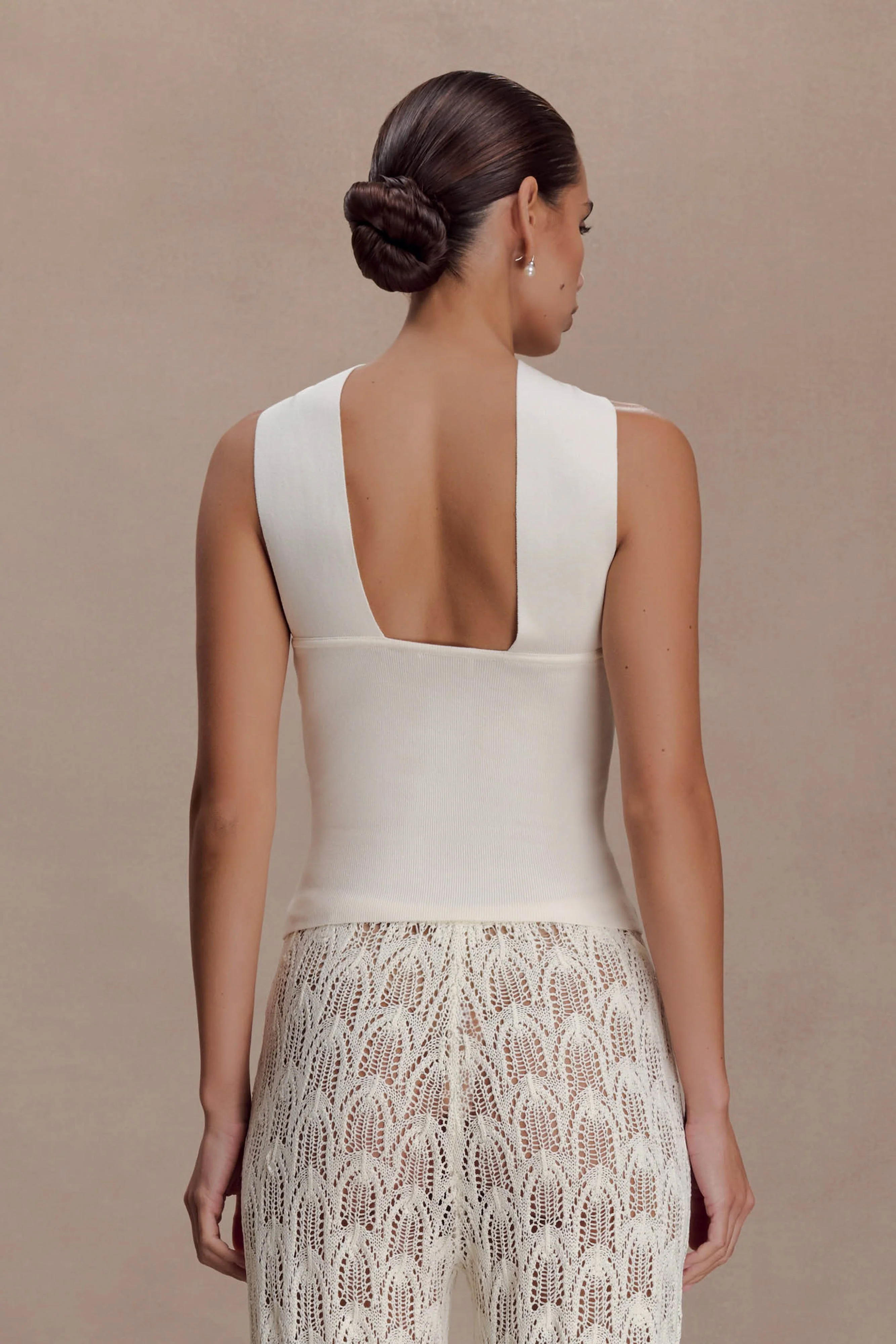 Angelika Twist Front Knit Top - Ivory - Image 2