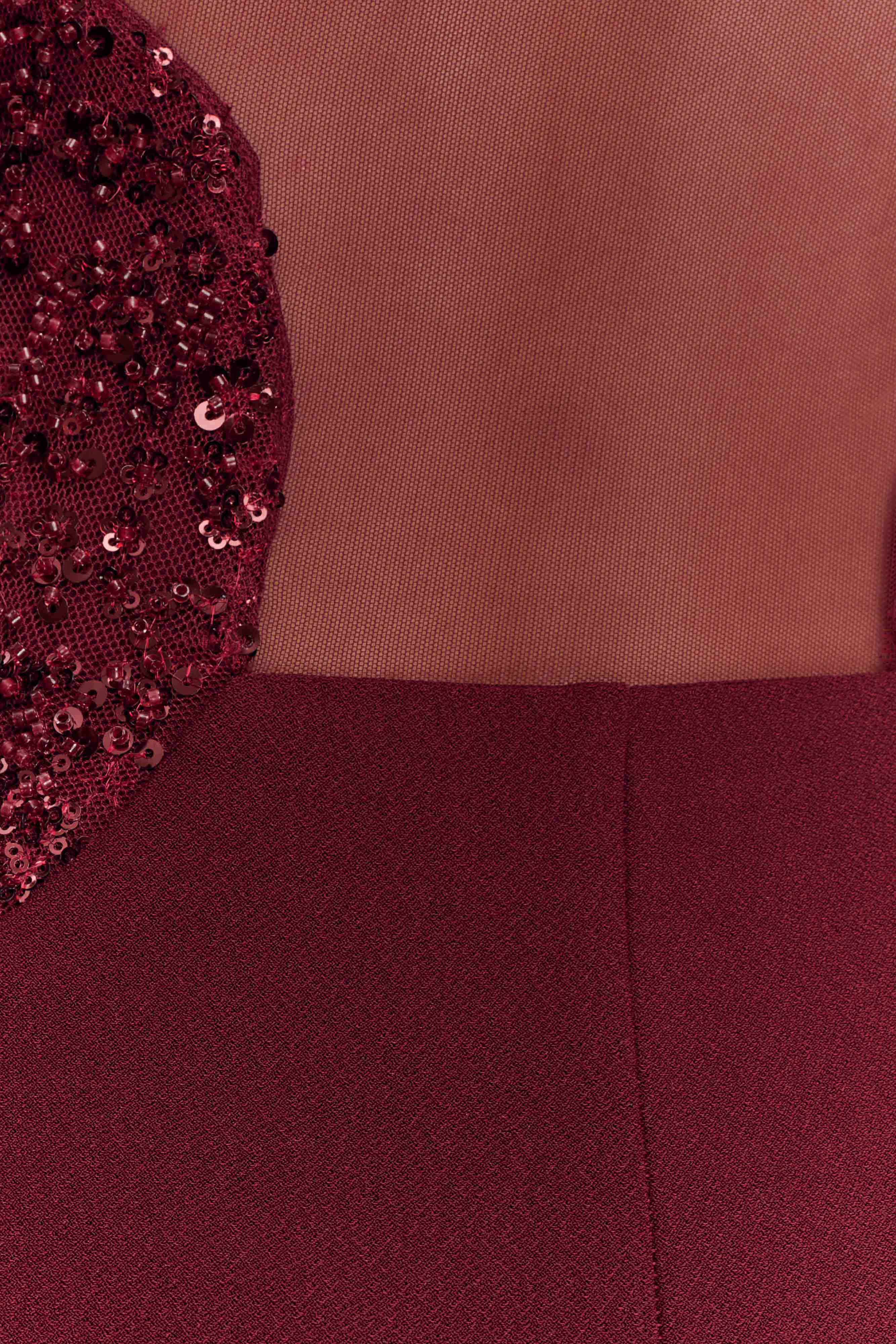 Angelique Beaded Crepe Maxi Dress - Wine - Image 7