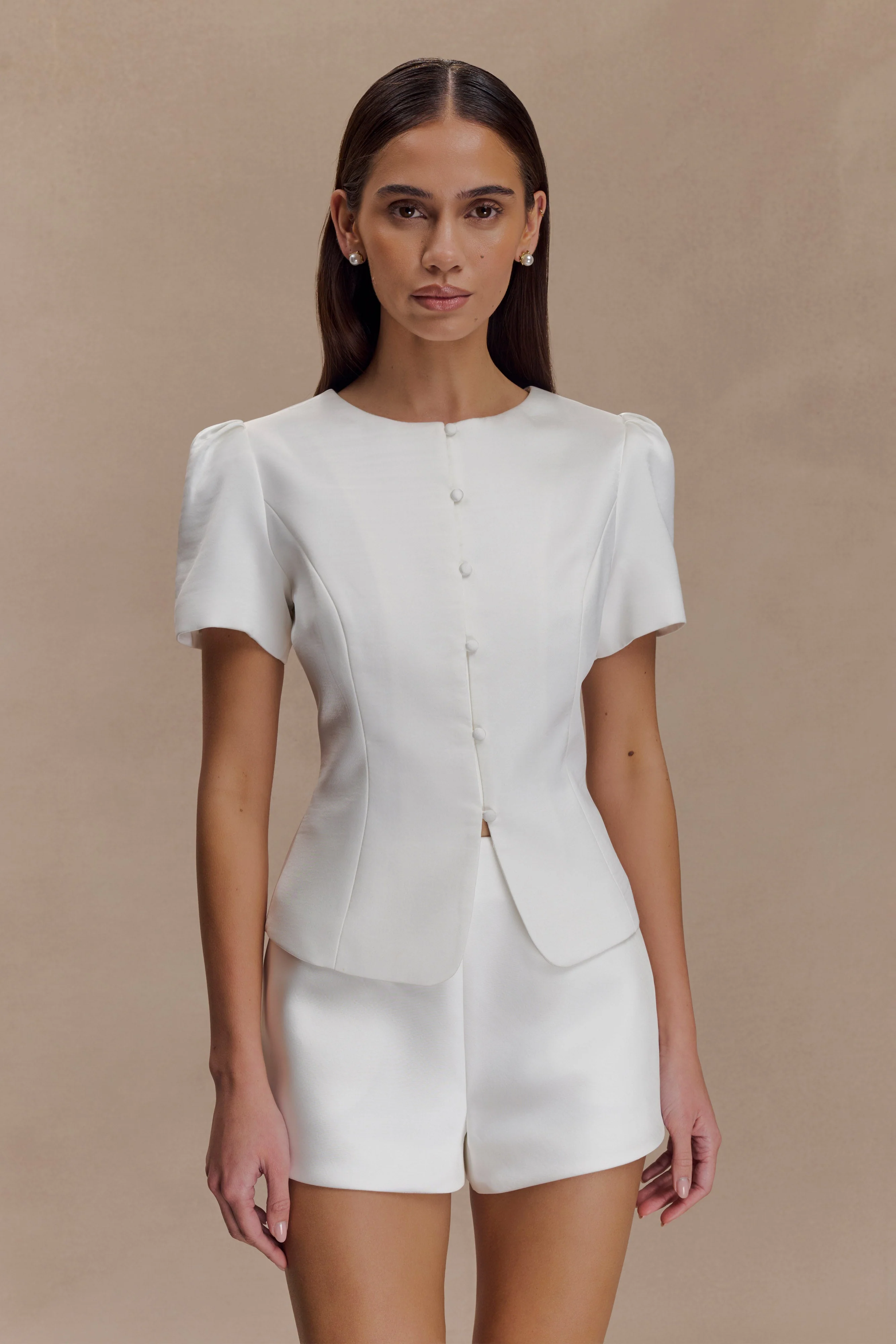 Anne Satin Mini Short - White - Image 5