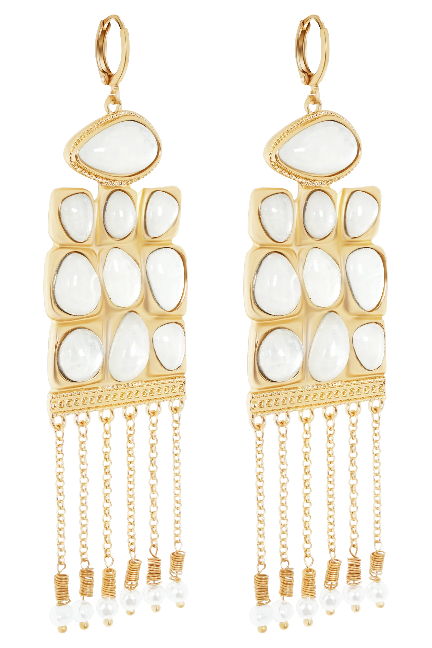 Annika Horizontal Resin Drop Earrings - Gold - Image 5