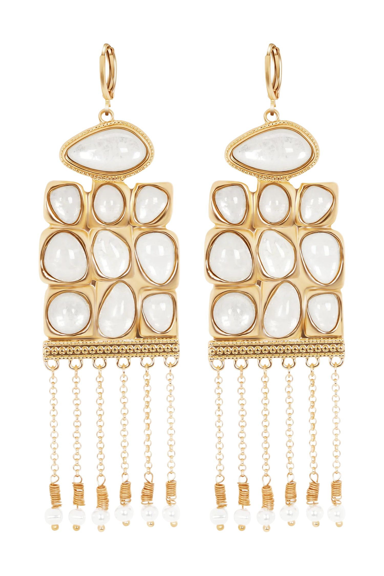 Annika Horizontal Resin Drop Earrings - Gold - Image 6