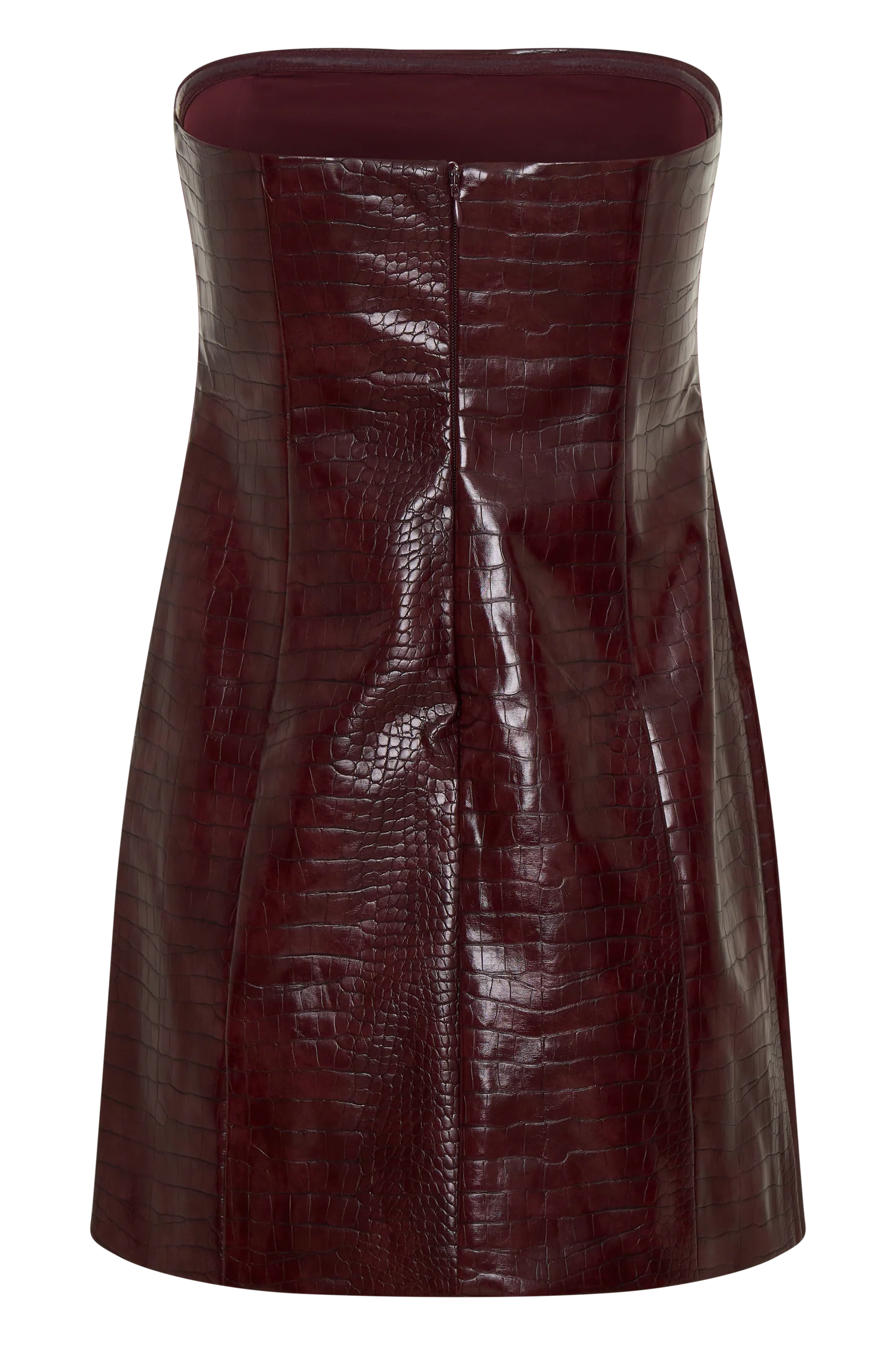 Anouk Faux Leather Strapless Mini Dress - Merlot - Image 5