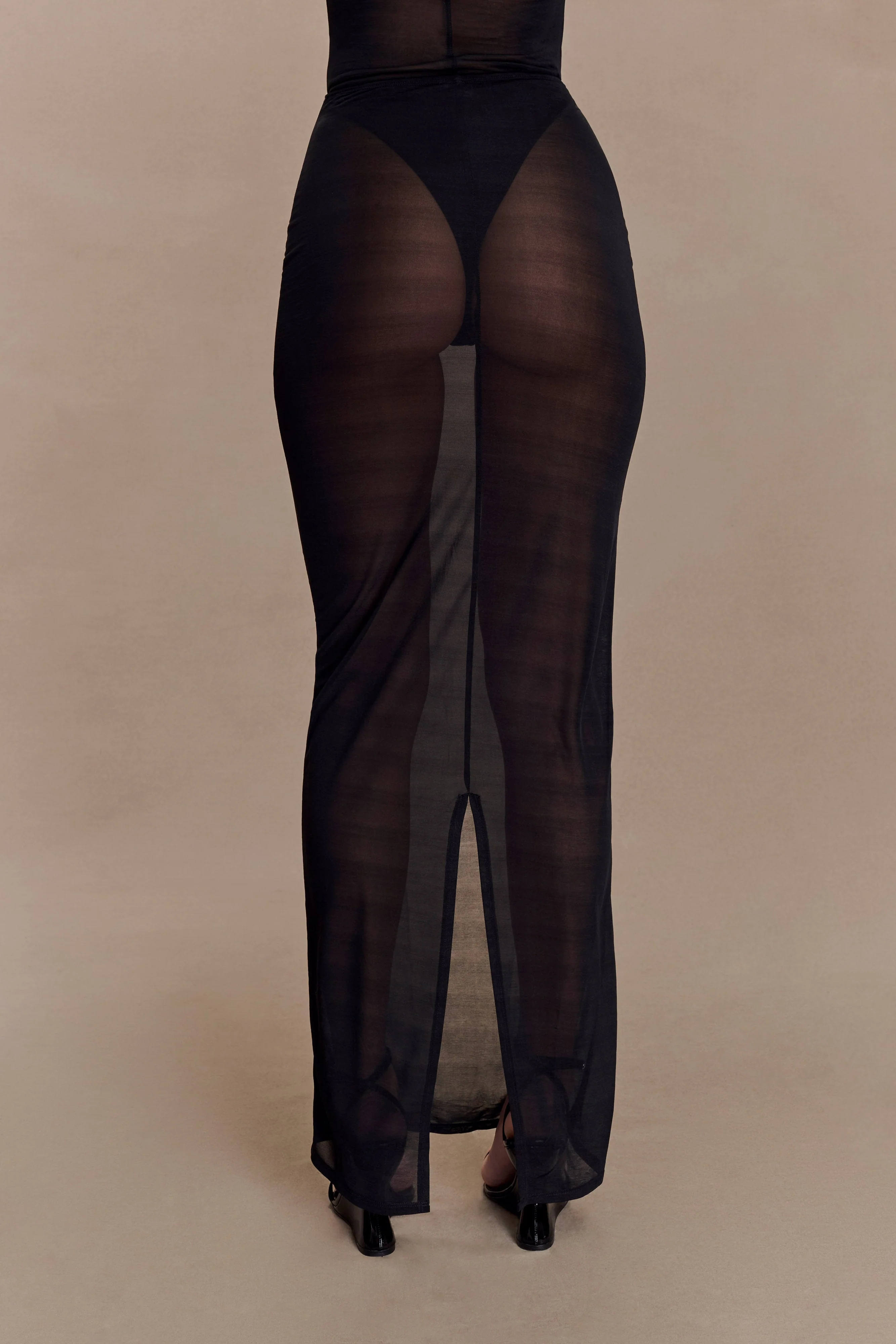 Aoife Mesh Maxi Skirt - Black - Image 4