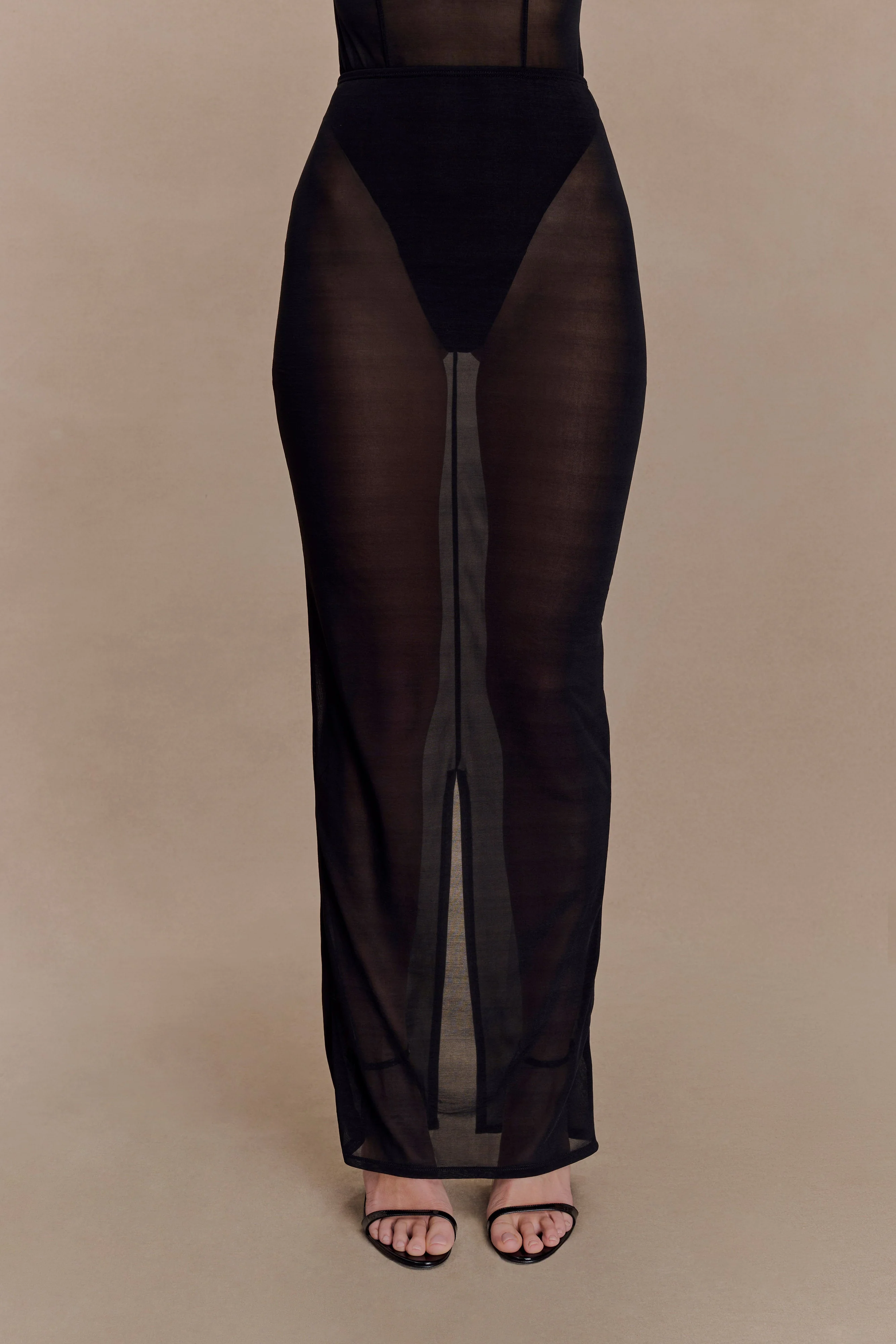 Aoife Mesh Maxi Skirt - Black - Image 5