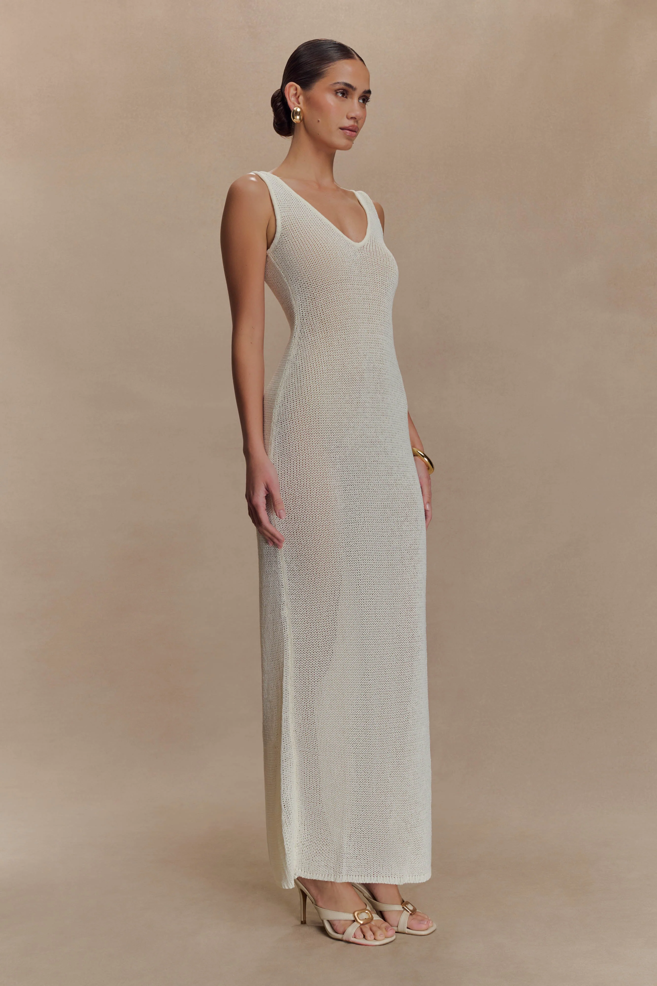 Ari Tape Yarn Knit Maxi Dress - White - Image 4