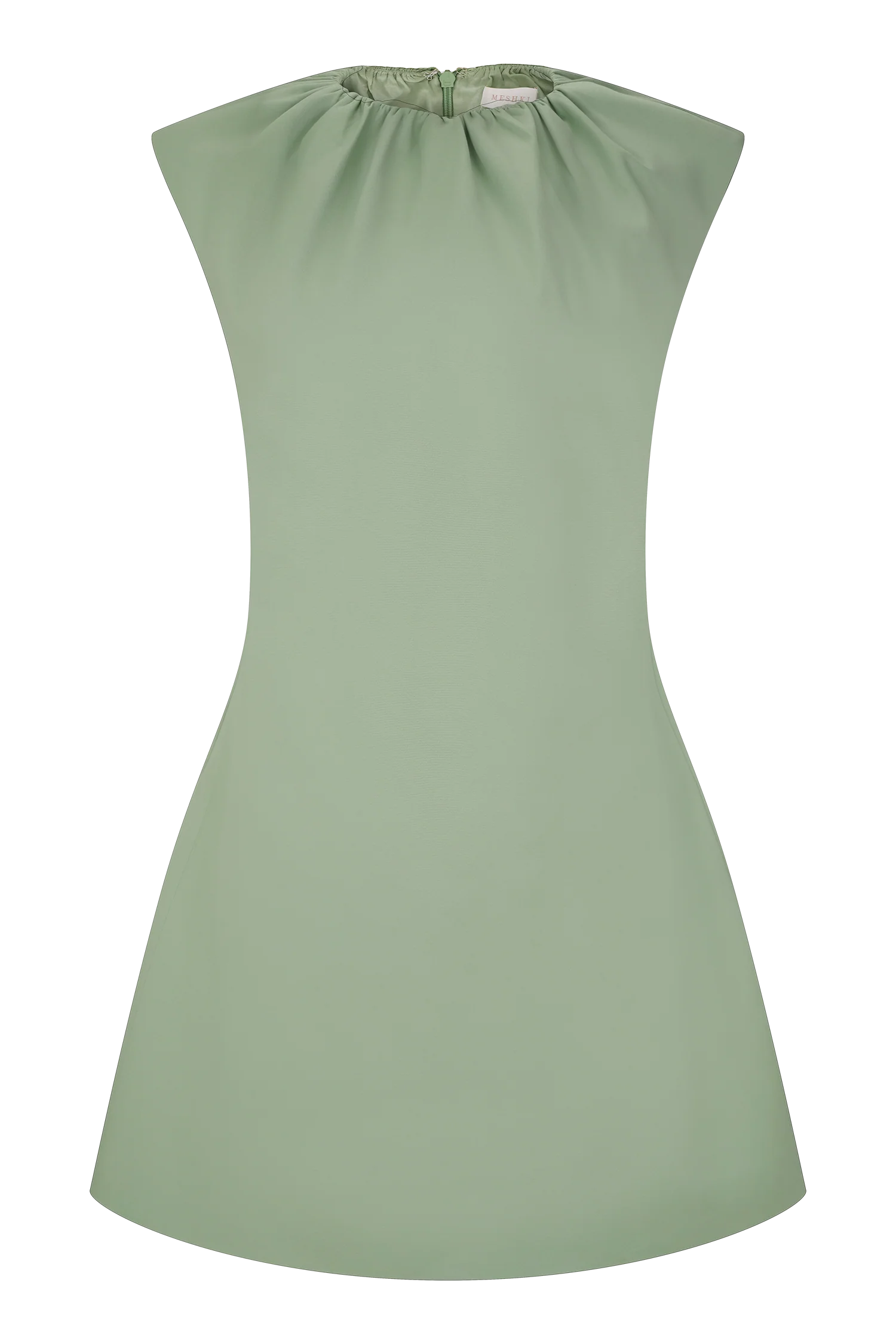 Ariana Pleated Neck Mini Dress - Sage - Image 9