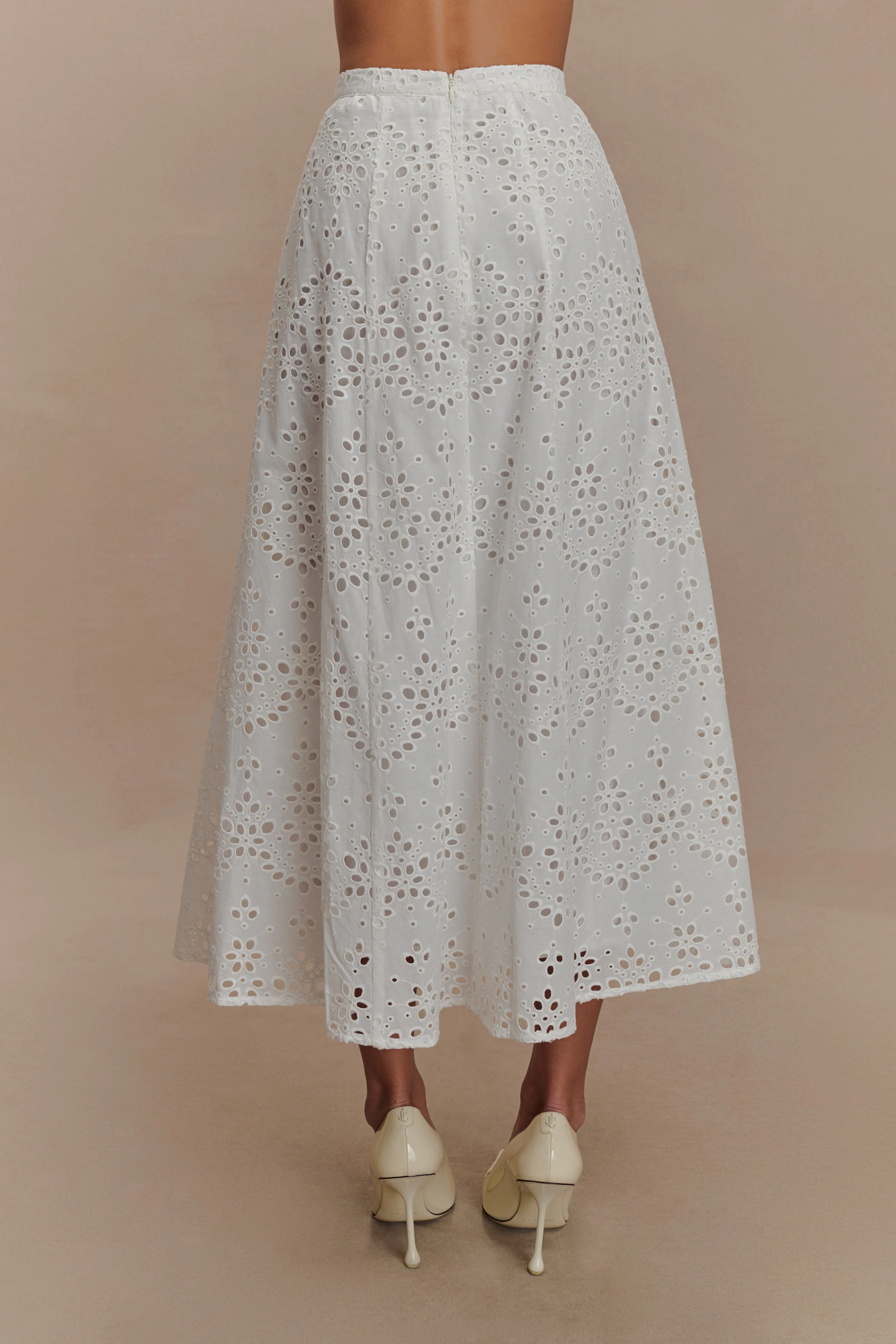 Arla Broderie Midi Skirt - White - Image 2