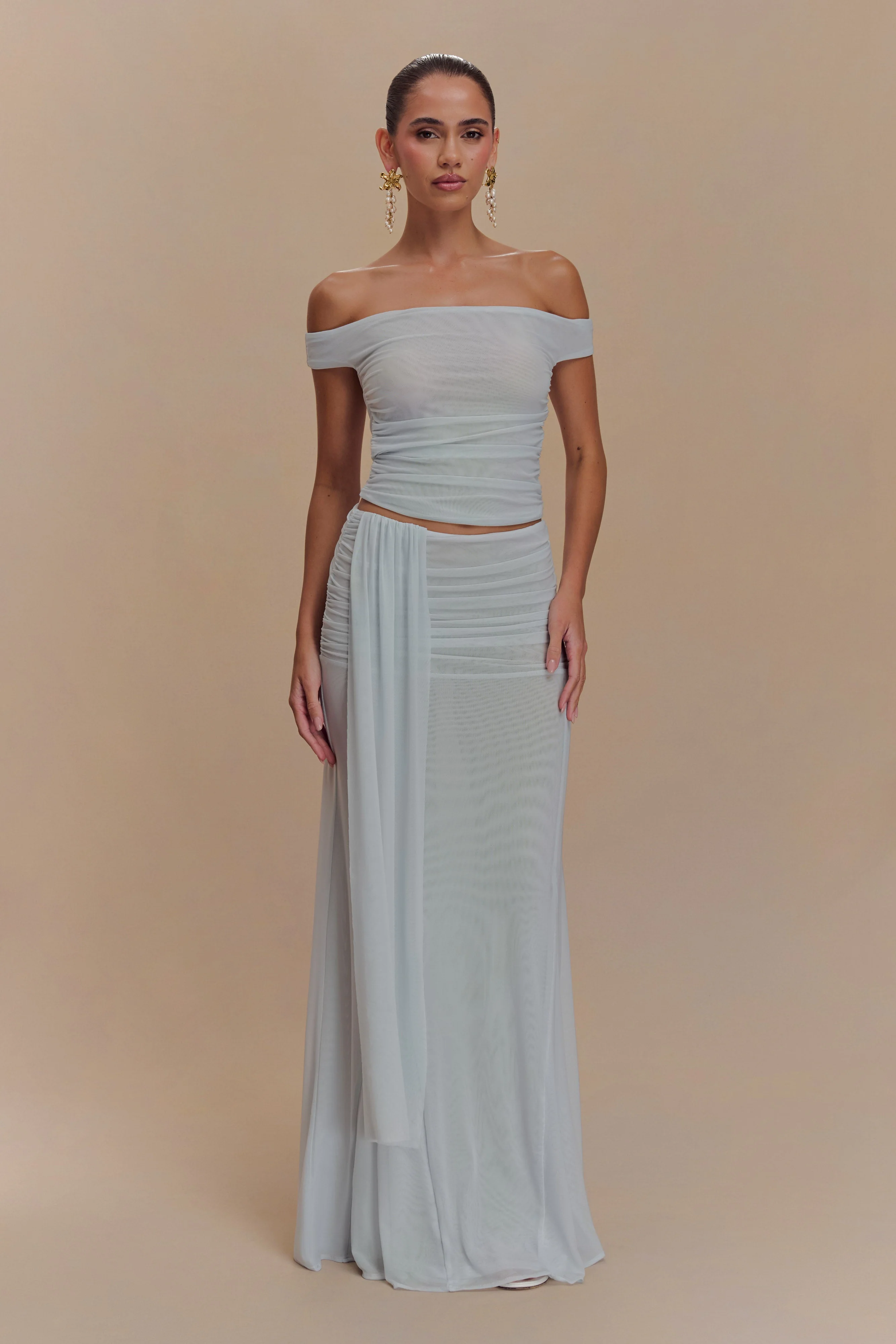 Arna Mesh Maxi Skirt - Pale Blue - Image 8