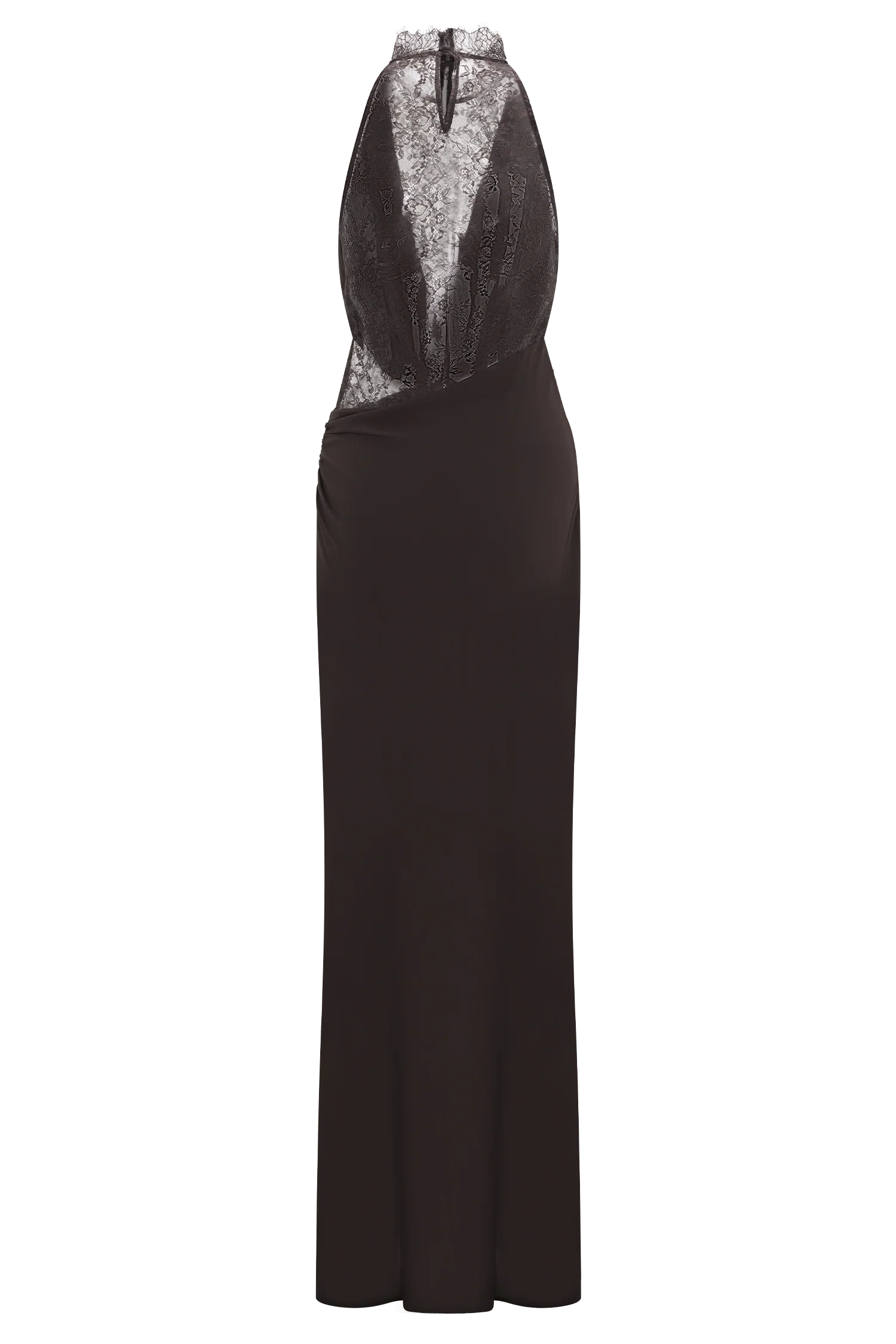 Arra Chiffon And Lace Halter Maxi Dress - Cacao Brown - Image 8