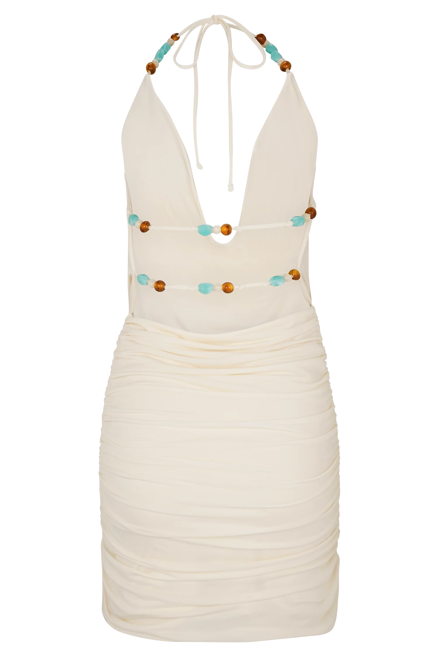 Astraeus Beaded Cowl Mini Dress - Ivory - Image 9