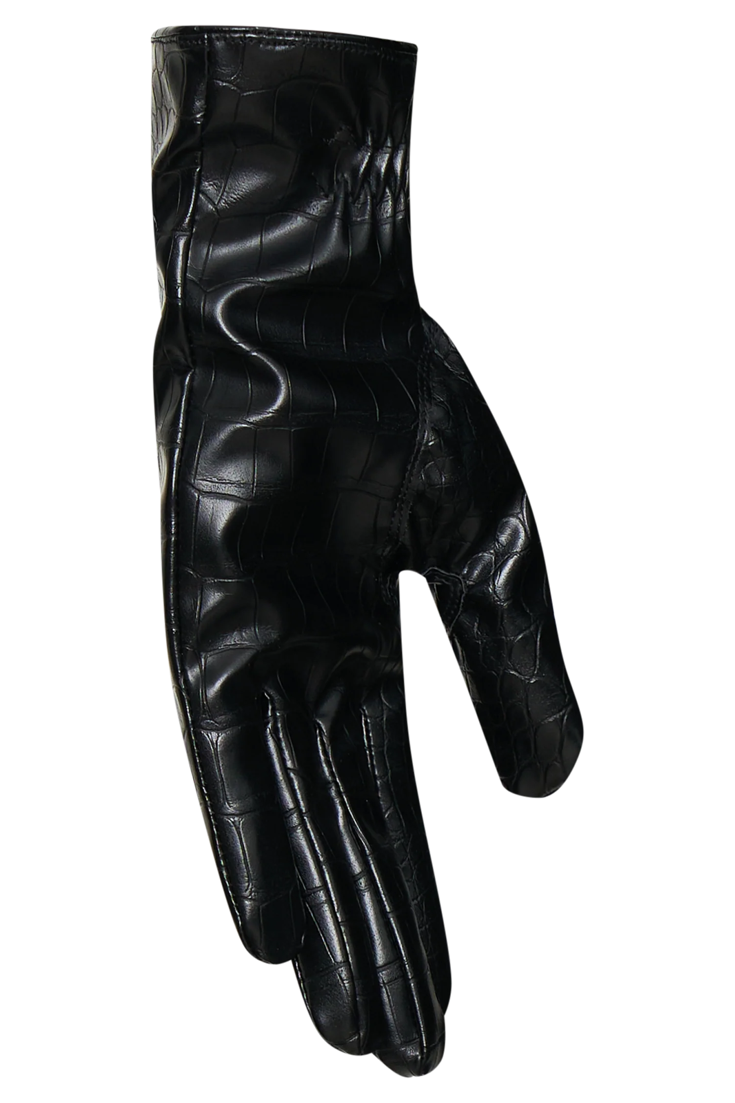 Atlas Faux Leather Crocodile Gloves - Black - Image 7