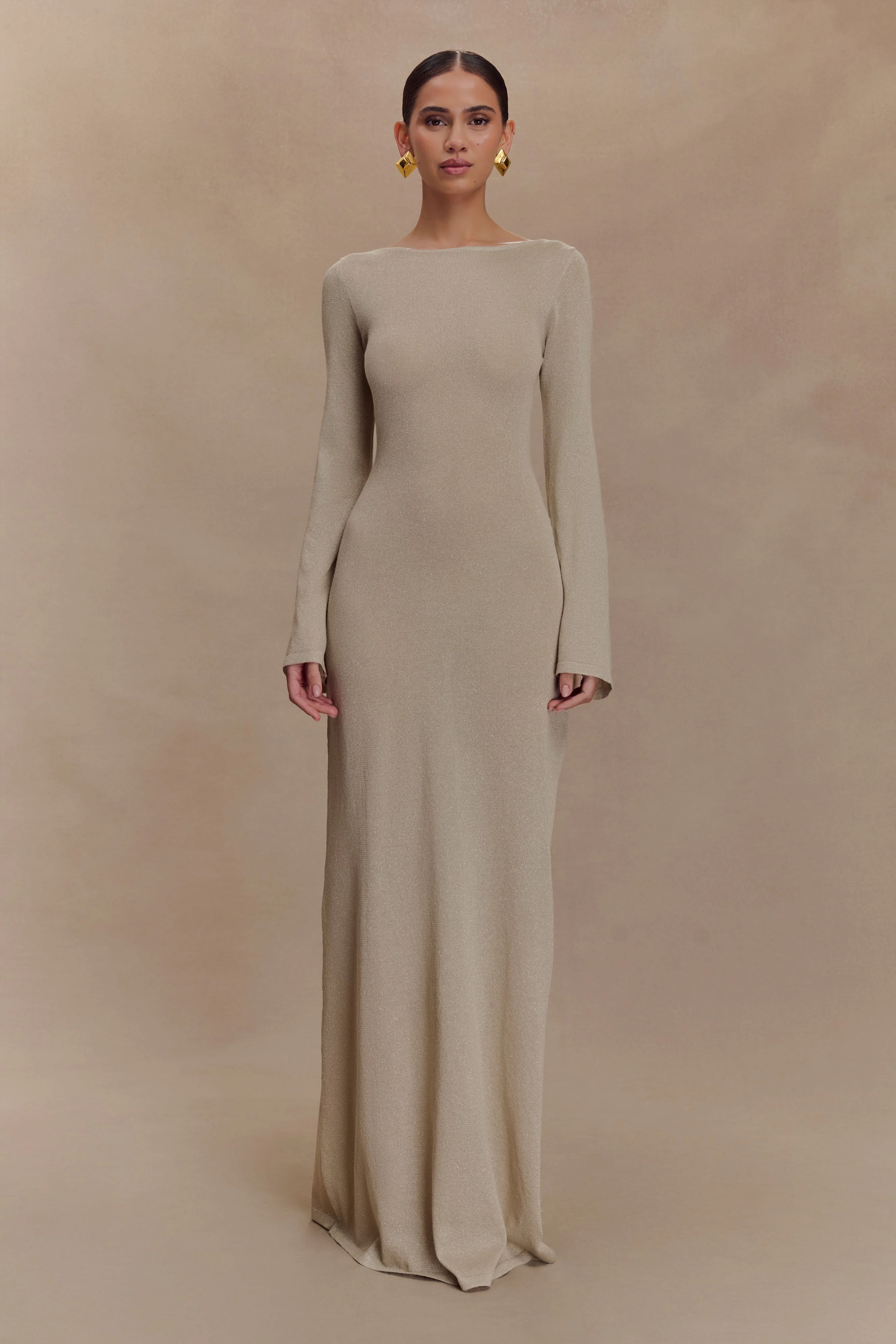Atticus Knit Maxi Dress With Sequin - Gold - Image 9