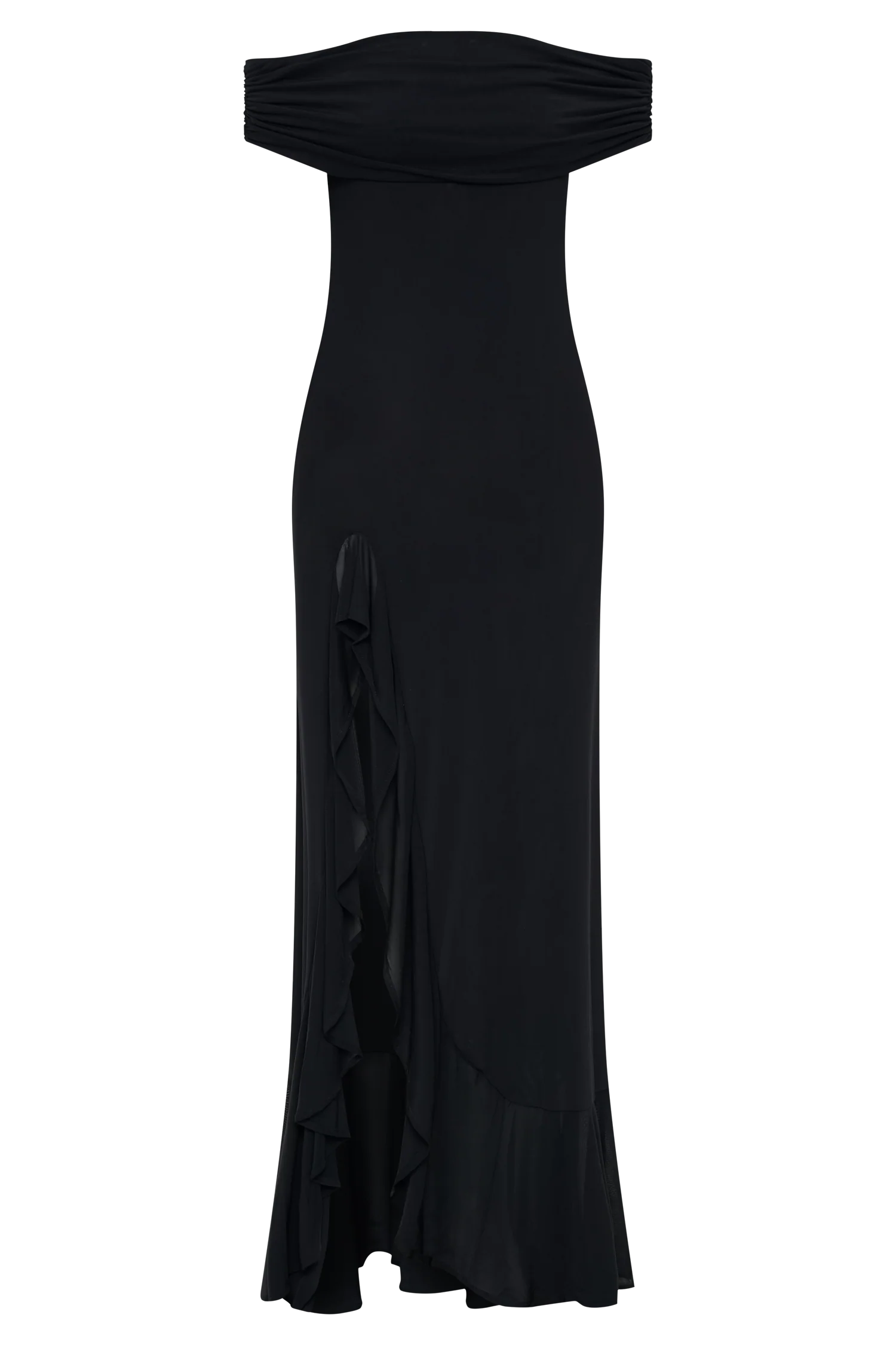 Audrey Off Shoulder Mesh Maxi Dress - Black - Image 7