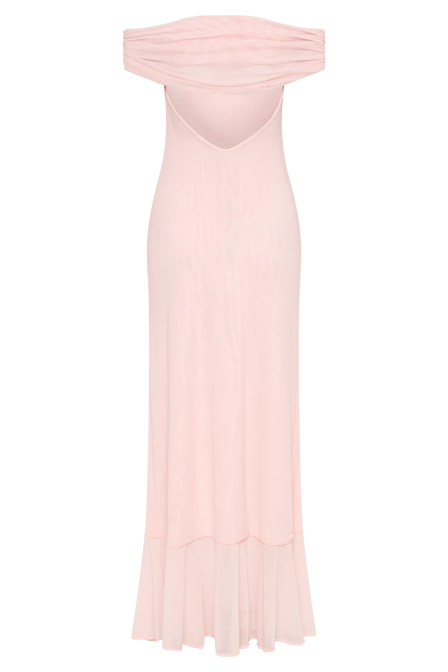 Audrey Off Shoulder Mesh Maxi Dress - Pale Pink - Image 8