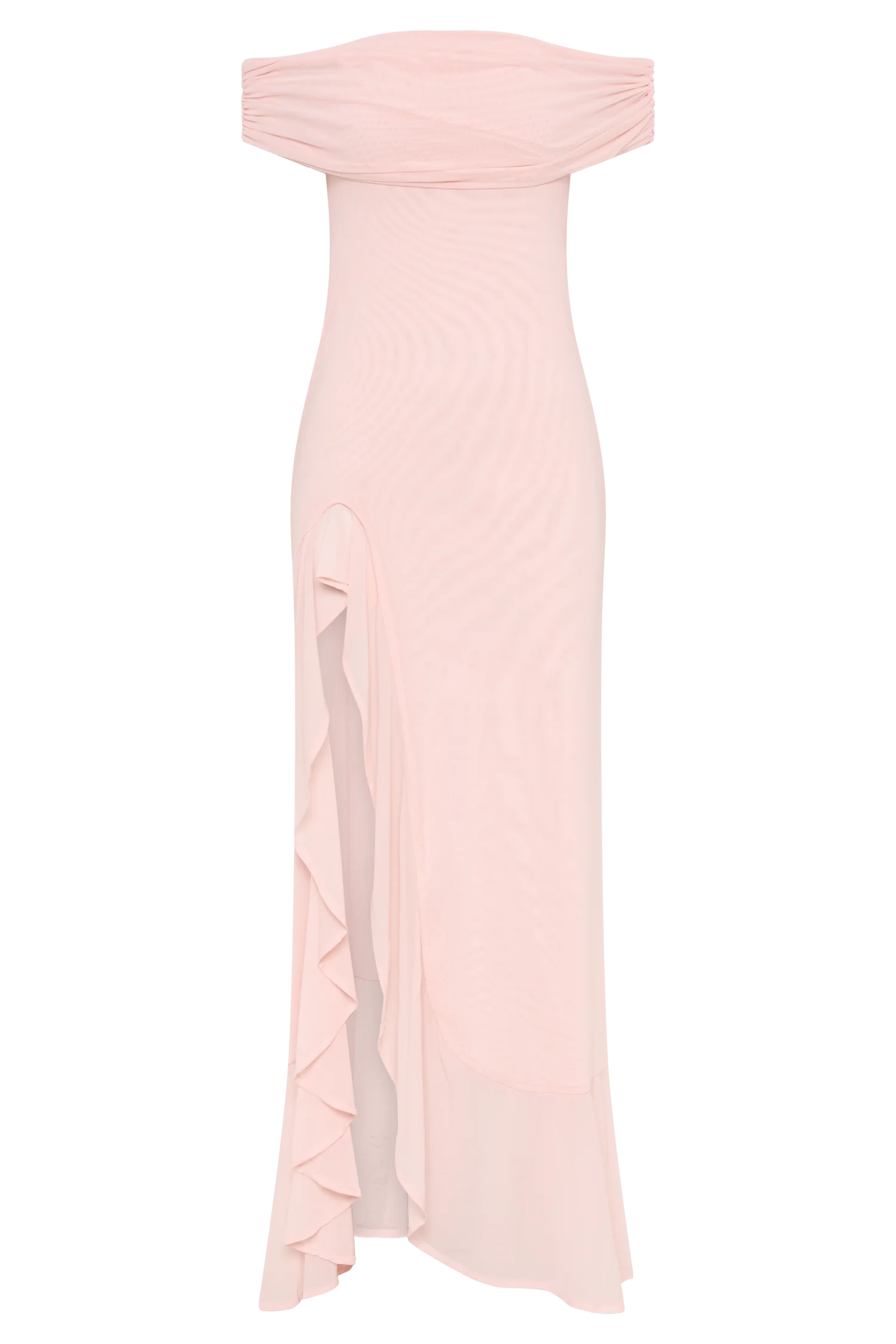 Audrey Off Shoulder Mesh Maxi Dress - Pale Pink - Image 9