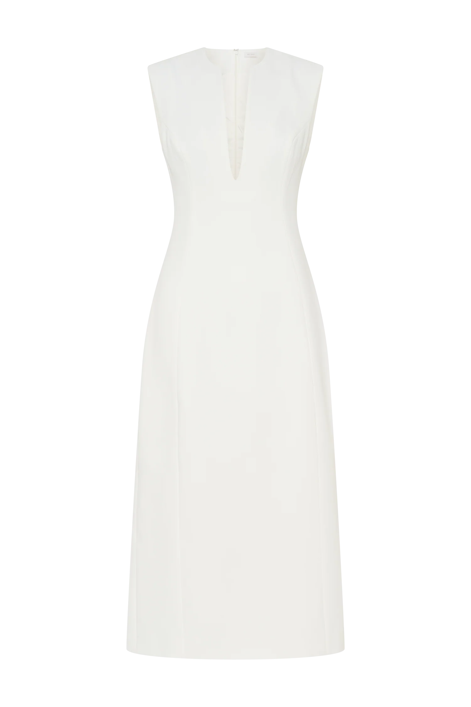 Audrine Suiting Sleeveless Midi Dress - Ivory - Image 10