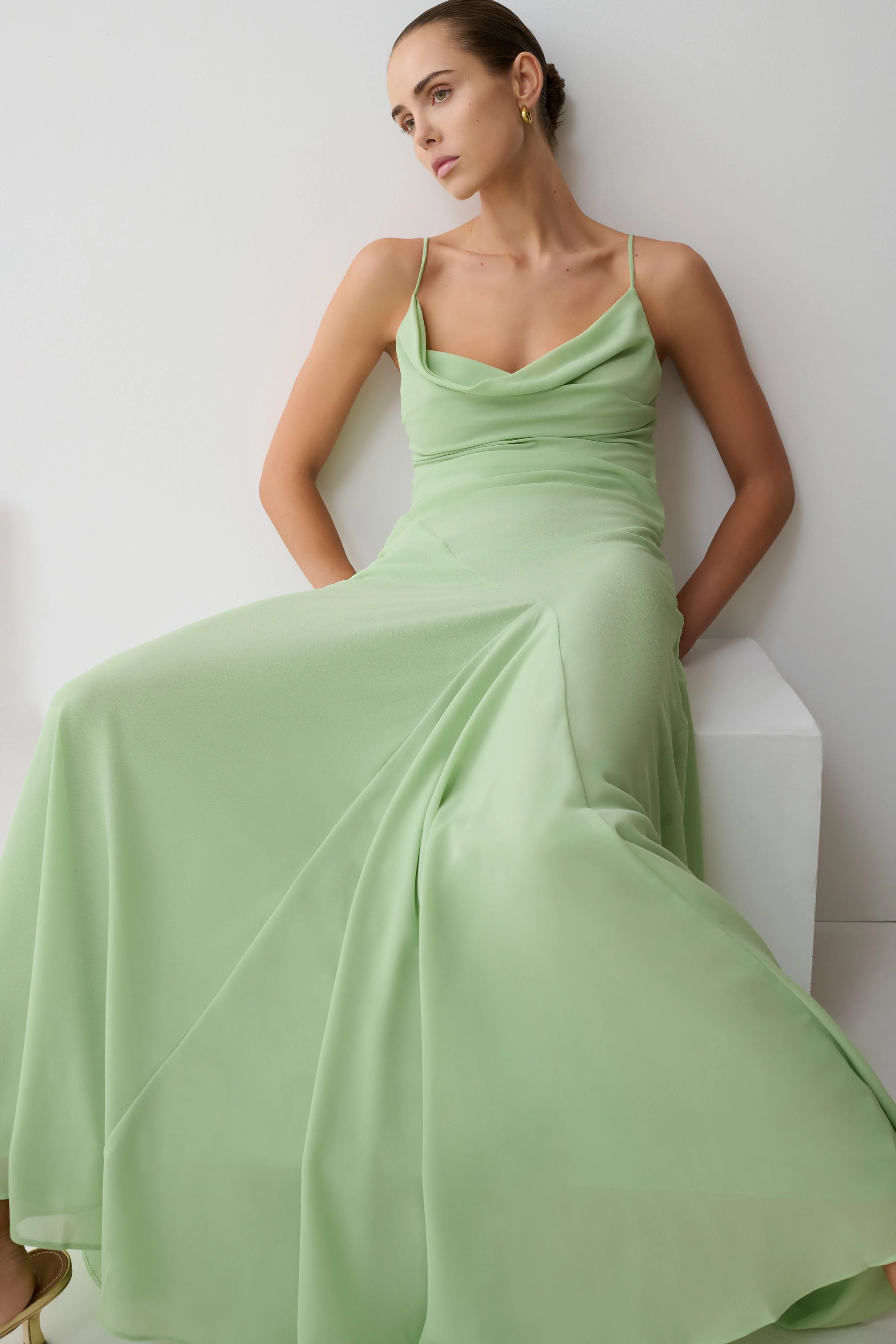 Aurelia Chiffon Maxi Dress - Sage - Image 6