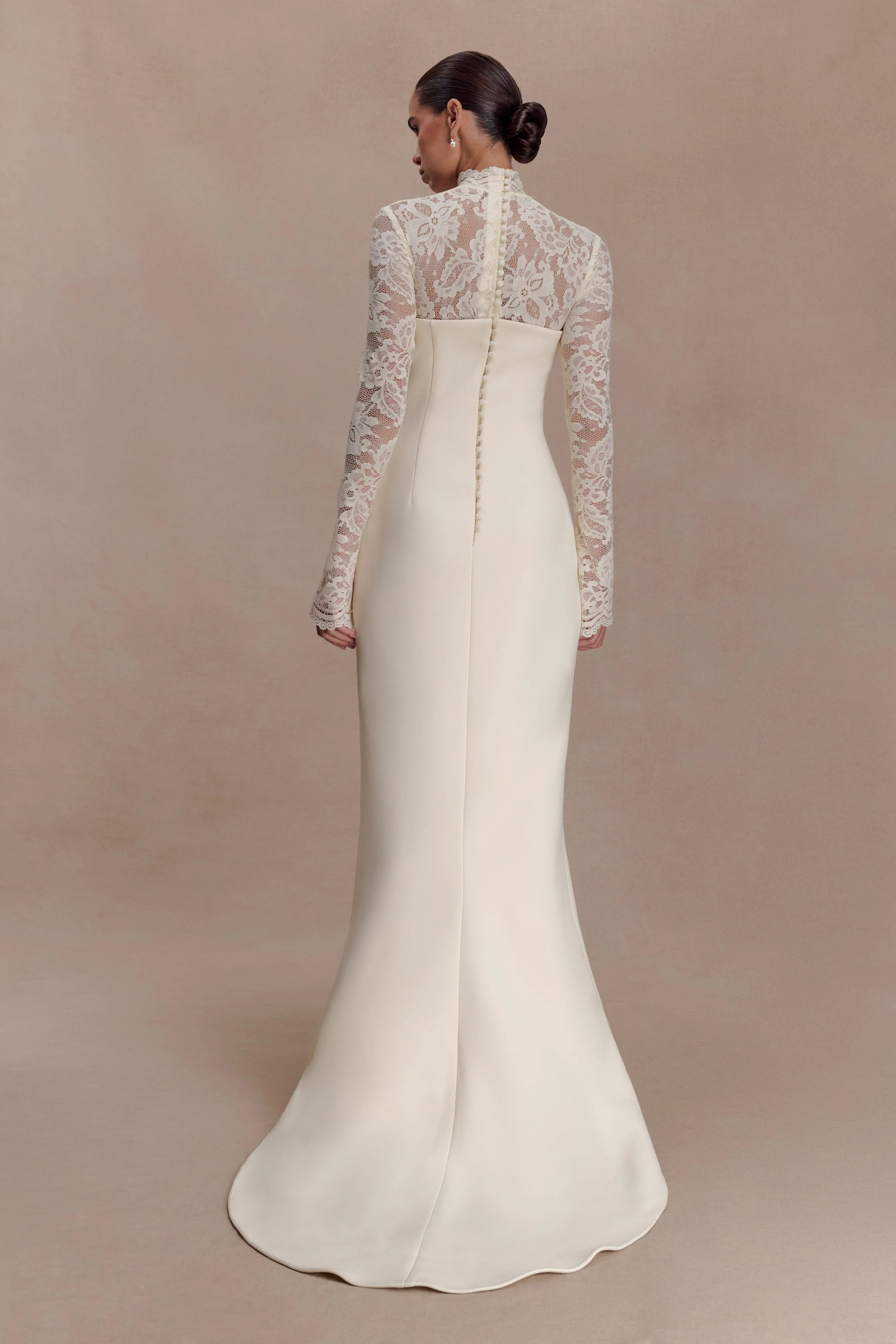 Aurelie Long Sleeve Lace Maxi Dress - Ivory - Image 2