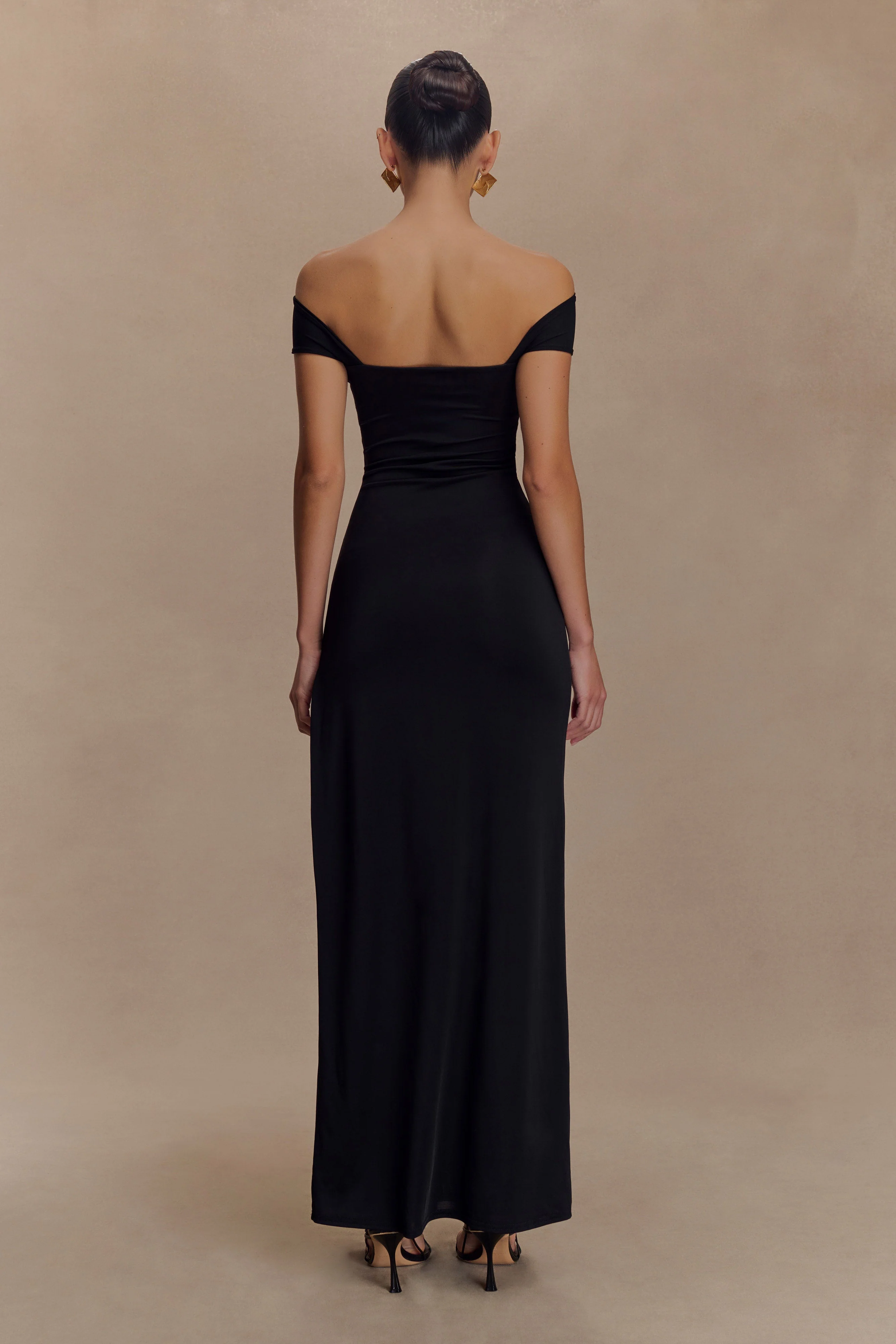 Aurora Slinky And Mesh Split Maxi Dress - Black - Image 5