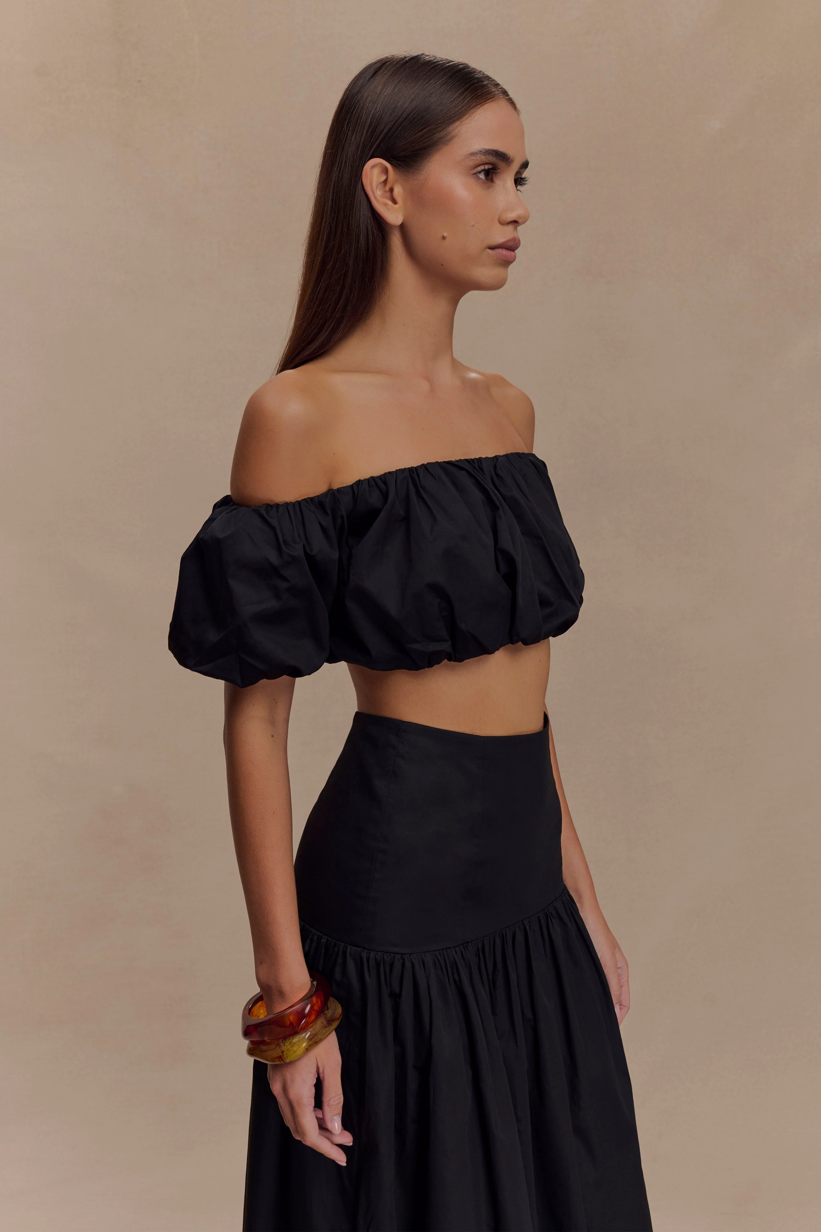 Autumn Off Shoulder Bubble Top - Black - Image 4