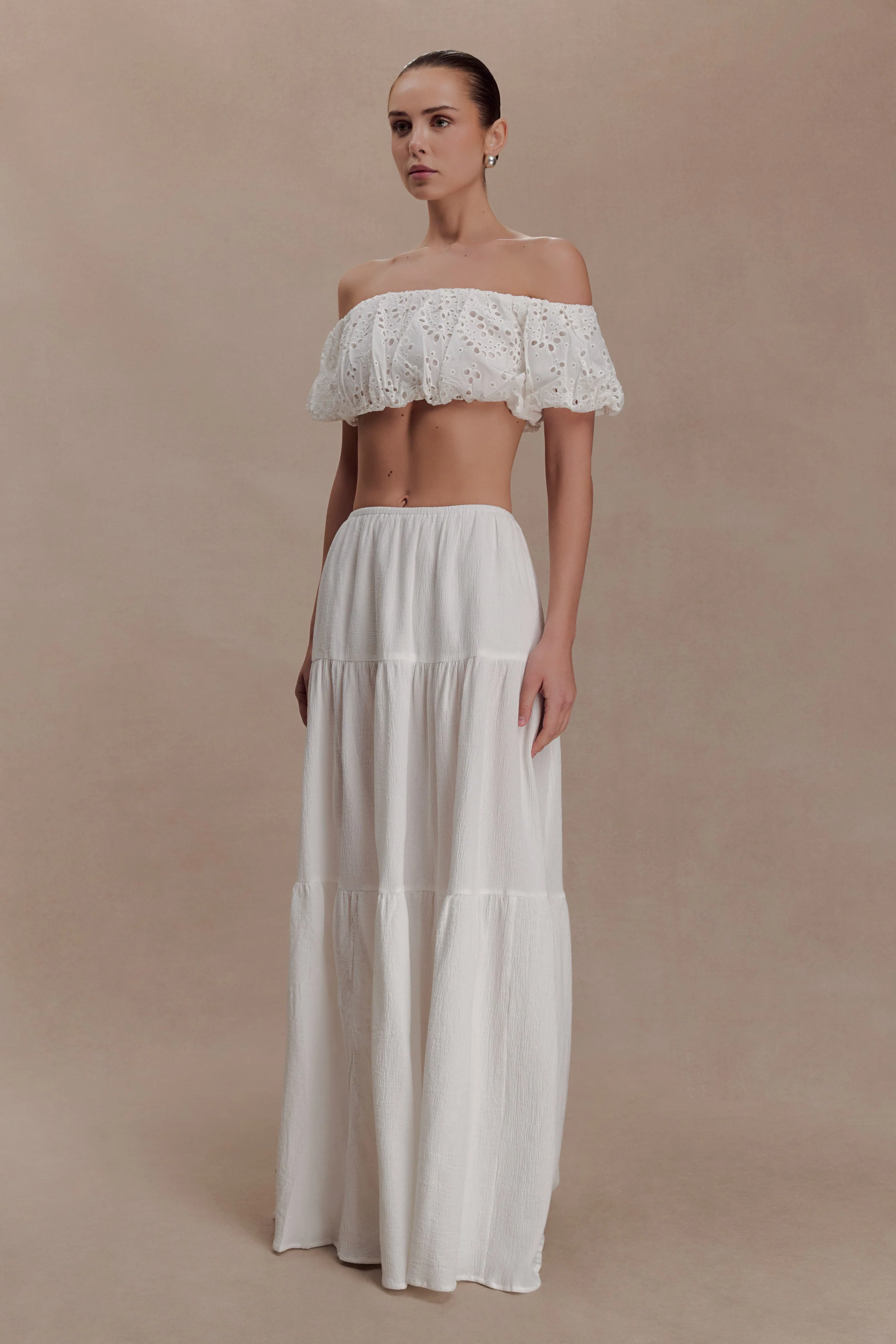 Autumn Off Shoulder Broderie Top - White - Image 3